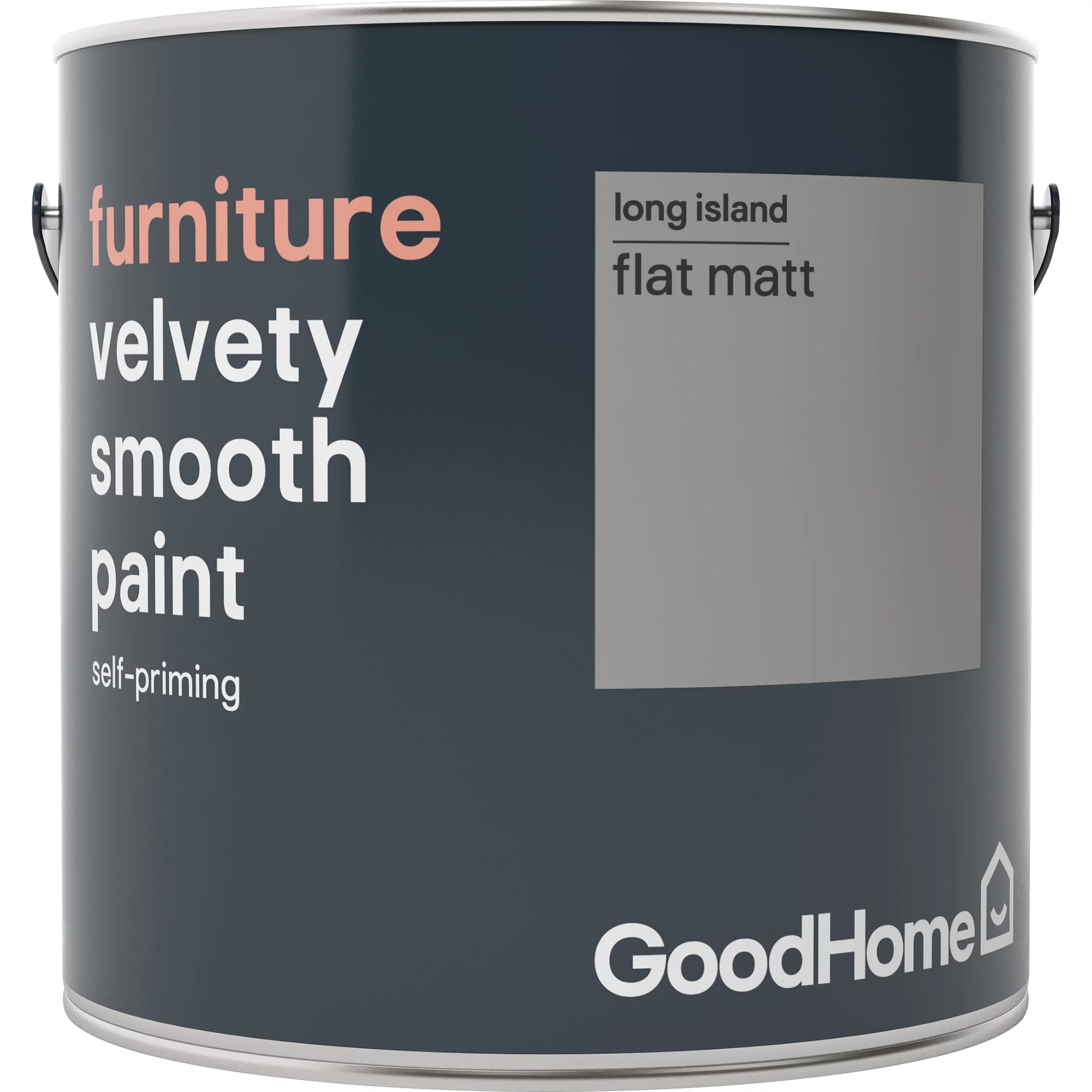 GoodHome Long Island Flat Matt Furniture Paint, 2L - Image 2