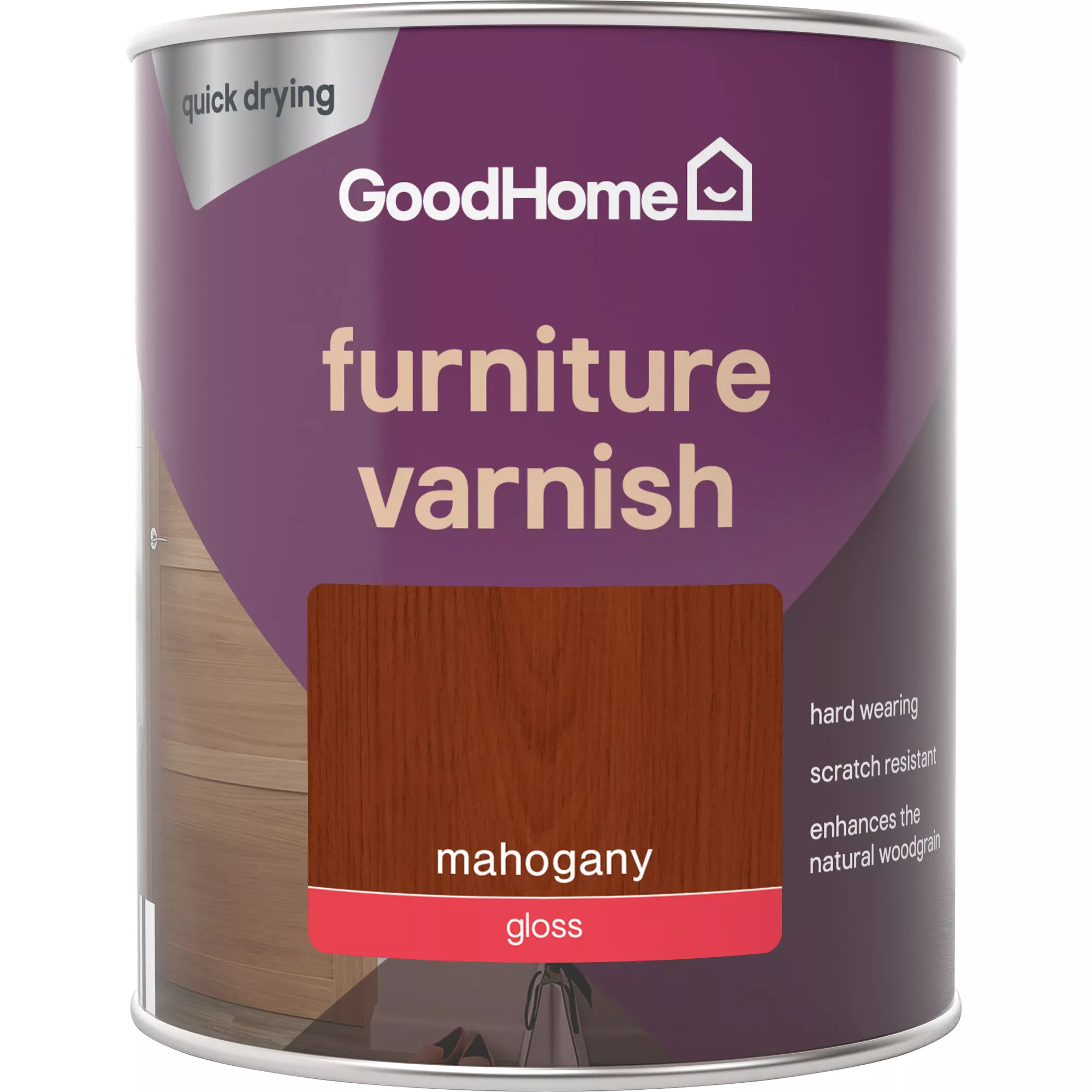 GoodHome Mahogany Gloss Multi-surface Furniture Wood Varnish, 750ml - Image 2