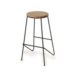 GoodHome Maloux Black Oak Bar Stool