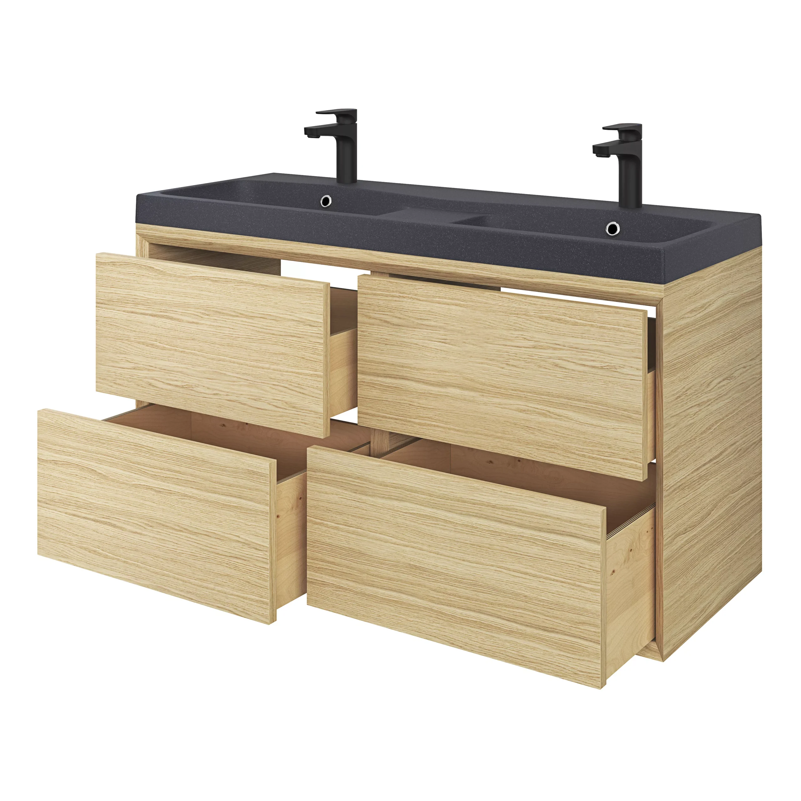 GoodHome Mila Black Rectangular Counter-mounted Vanity Basin (W)120.4cm - Image 5