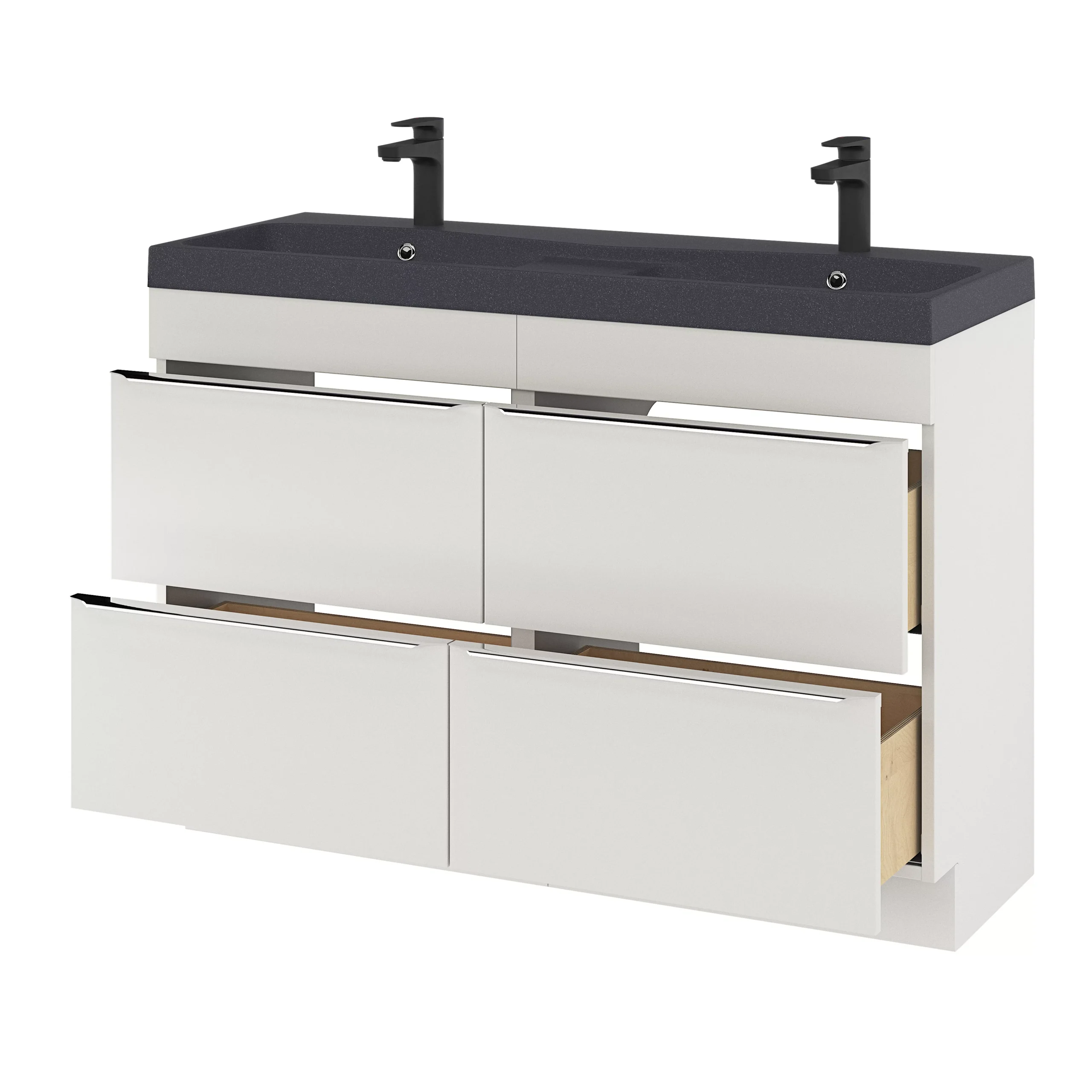 GoodHome Mila Black Rectangular Counter-mounted Vanity Basin (W)120.4cm - Image 11