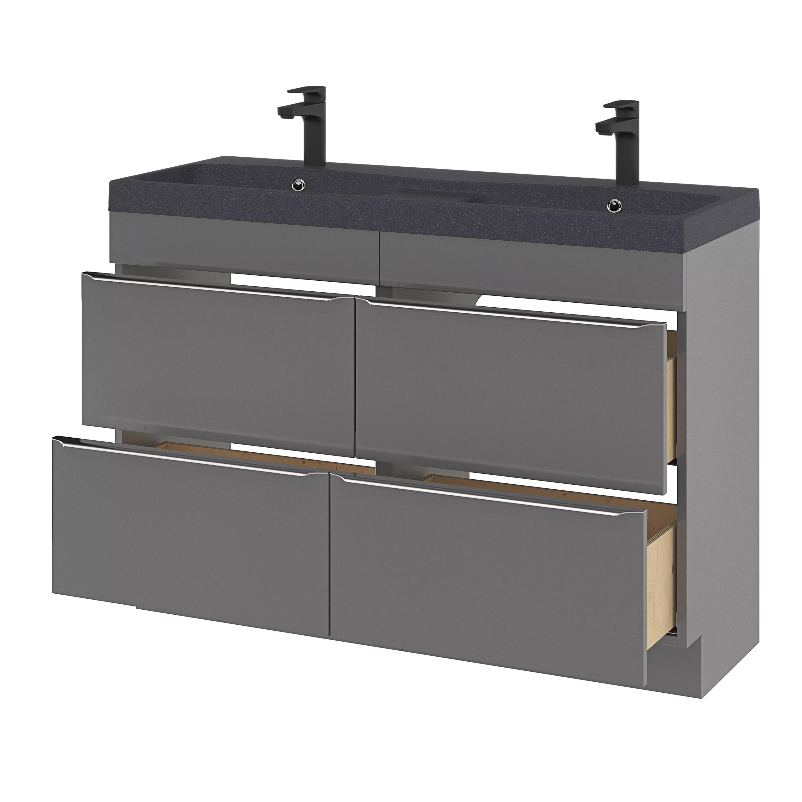 GoodHome Mila Black Rectangular Counter-mounted Vanity Basin (W)120.4cm - Image 14