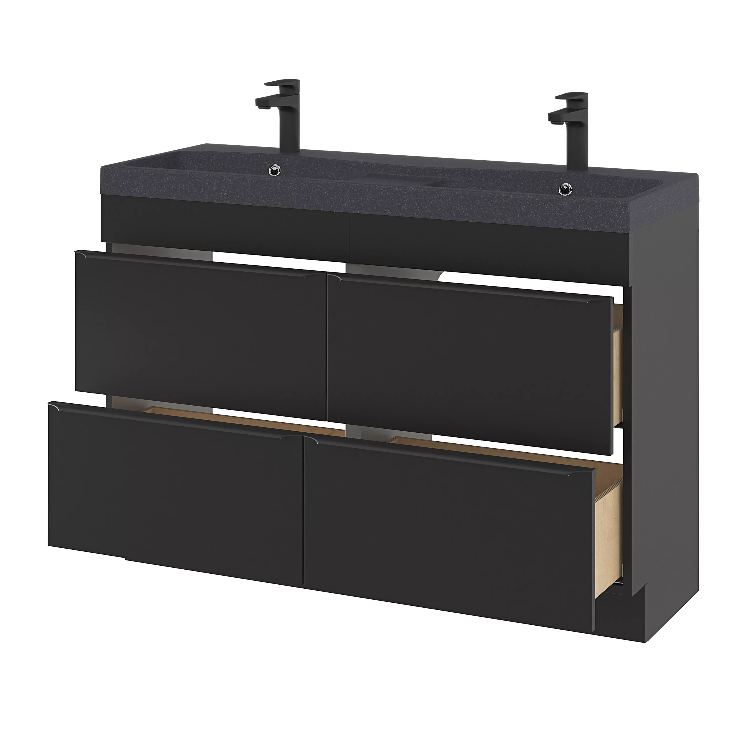 GoodHome Mila Black Rectangular Counter-mounted Vanity Basin (W)120.4cm - Image 17