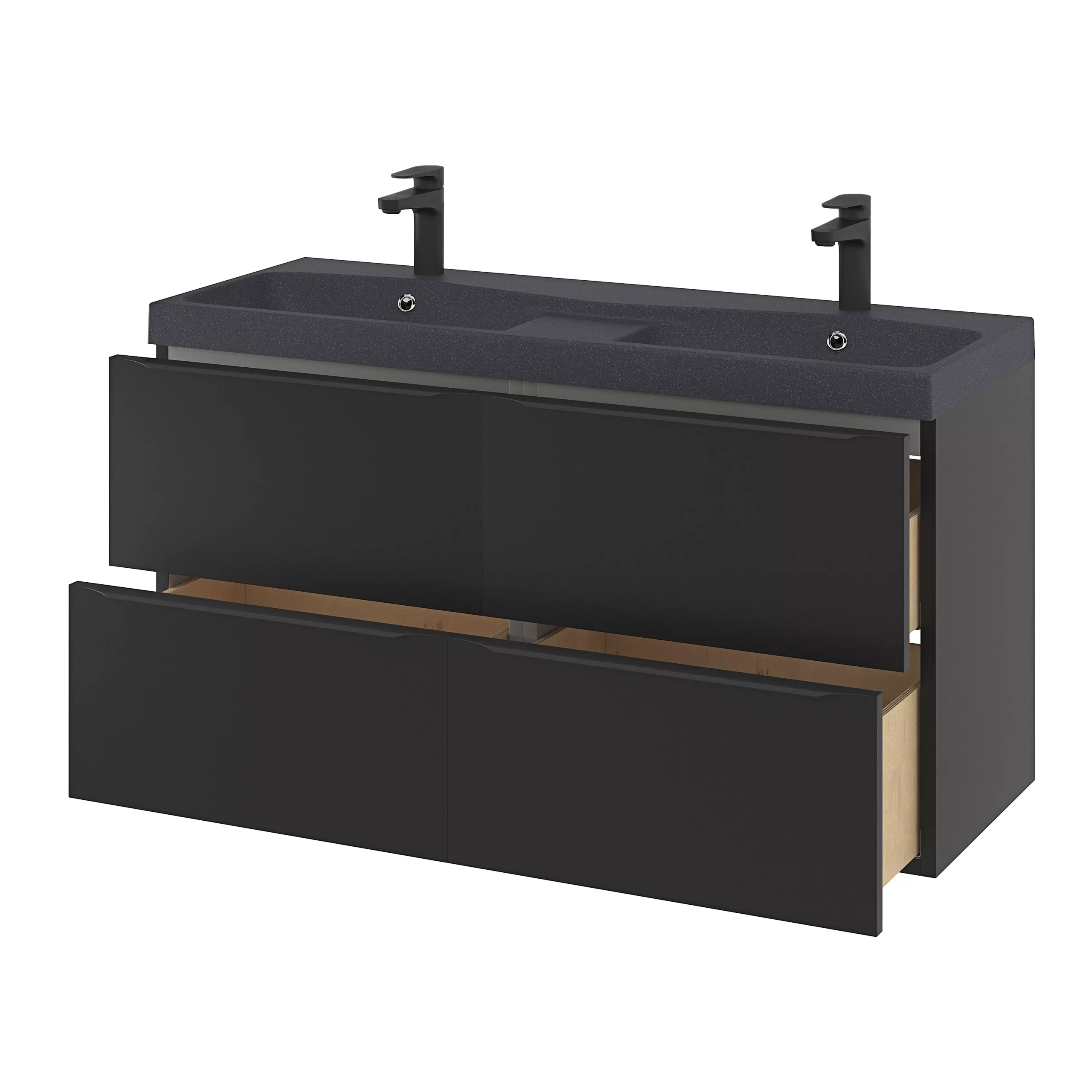 GoodHome Mila Black Rectangular Counter-mounted Vanity Basin (W)120.4cm - Image 20