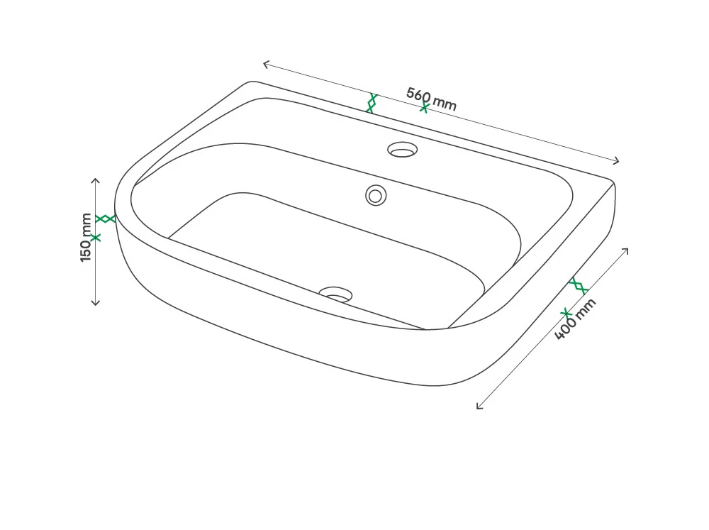 GoodHome Mila Black Rectangular Counter-mounted Vanity Basin (W)60.4cm - Image 3