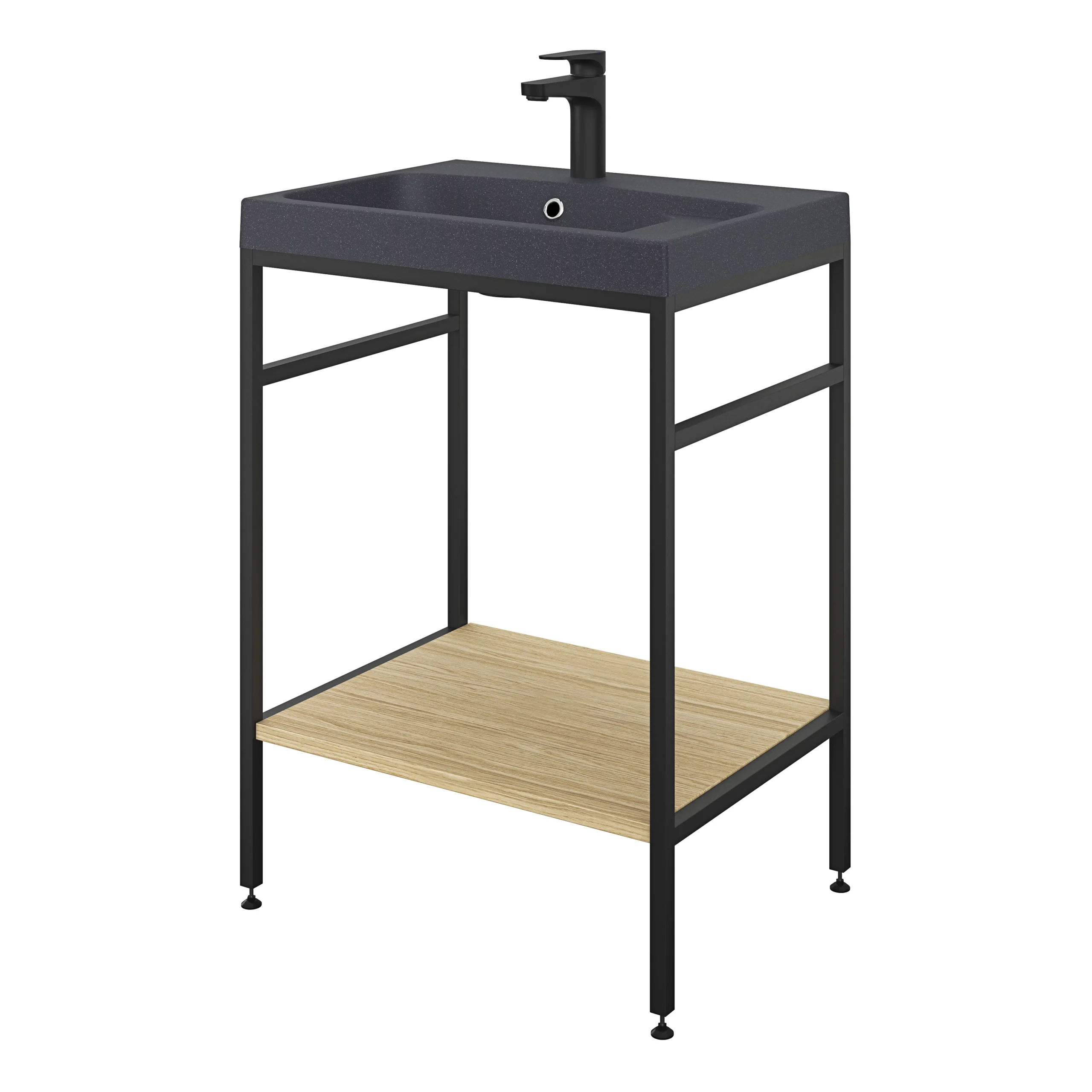 GoodHome Mila Black Rectangular Counter-mounted Vanity Basin (W)60.4cm - Image 9