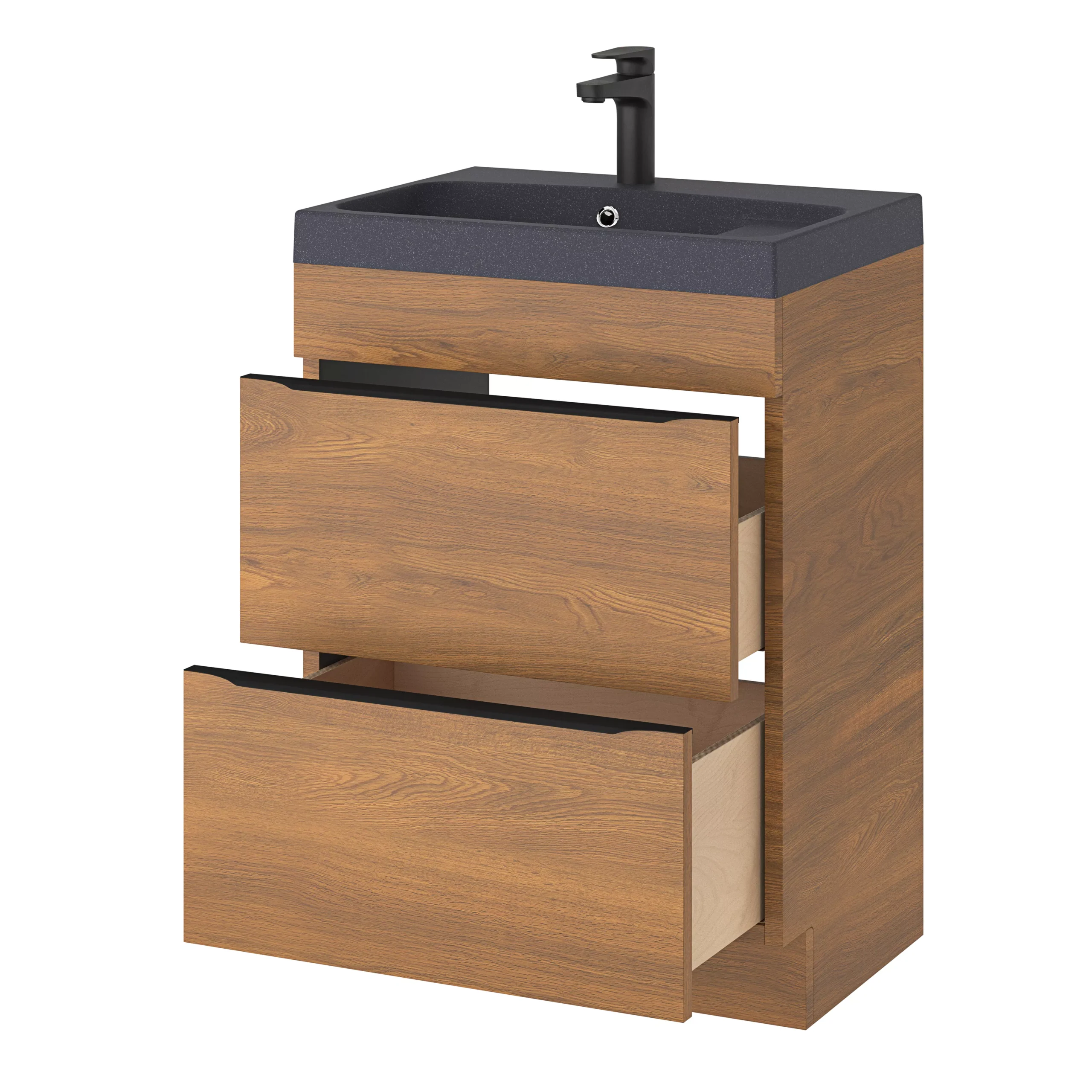 GoodHome Mila Black Rectangular Counter-mounted Vanity Basin (W)60.4cm - Image 12