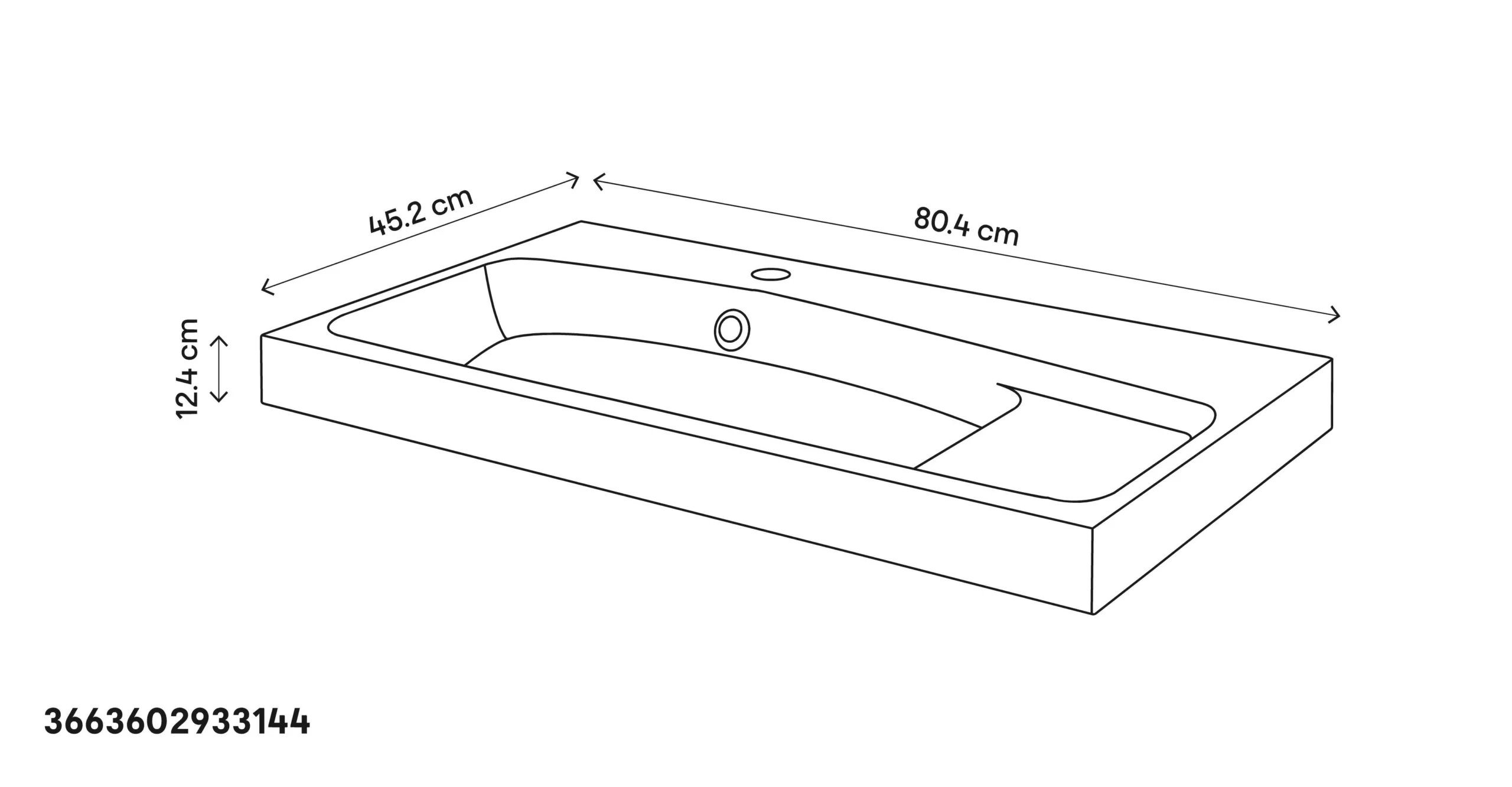 GoodHome Mila Black Rectangular Counter-mounted Vanity Basin (W)80.4cm - Image 3