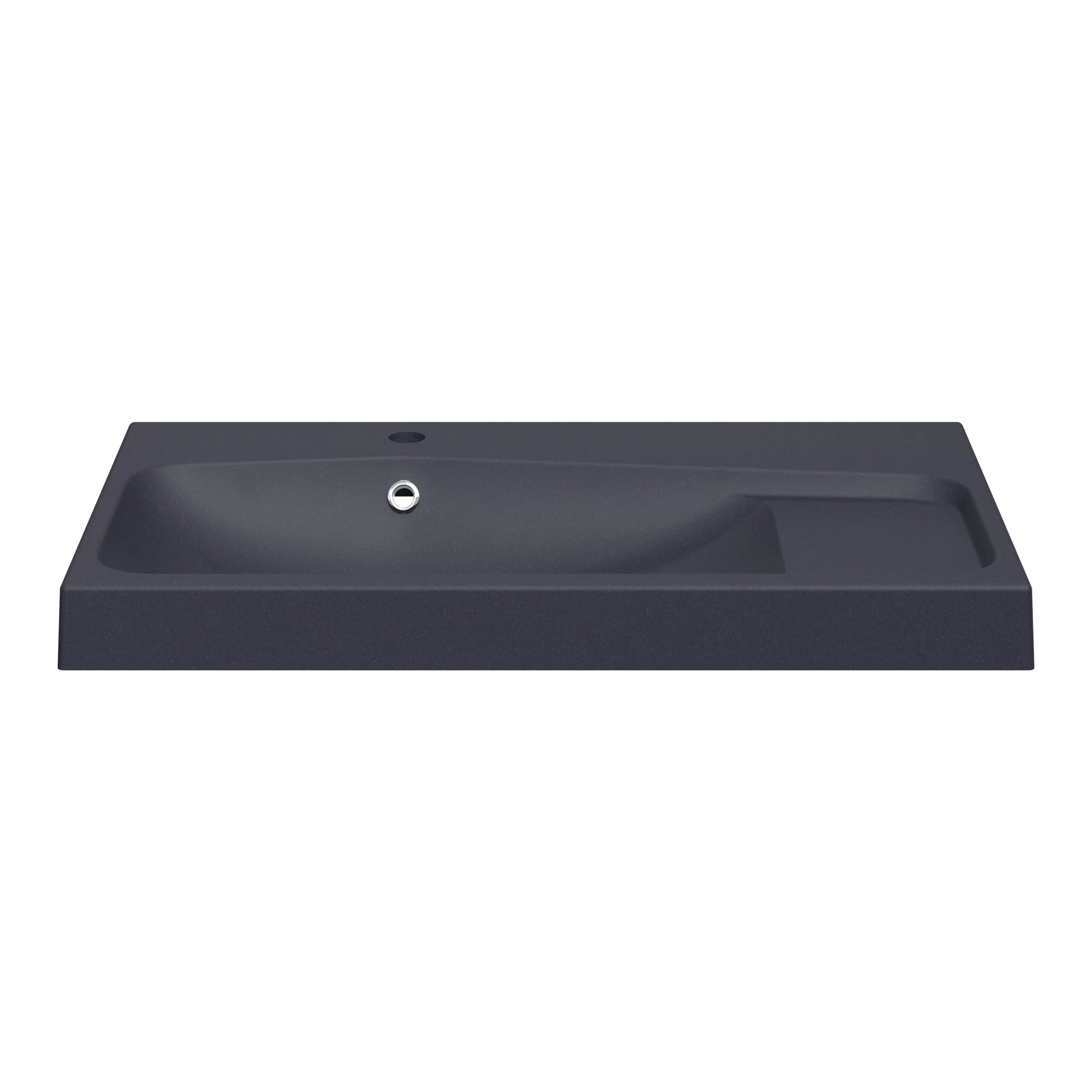 GoodHome Mila Black Rectangular Counter-mounted Vanity Basin (W)80.4cm - Image 2