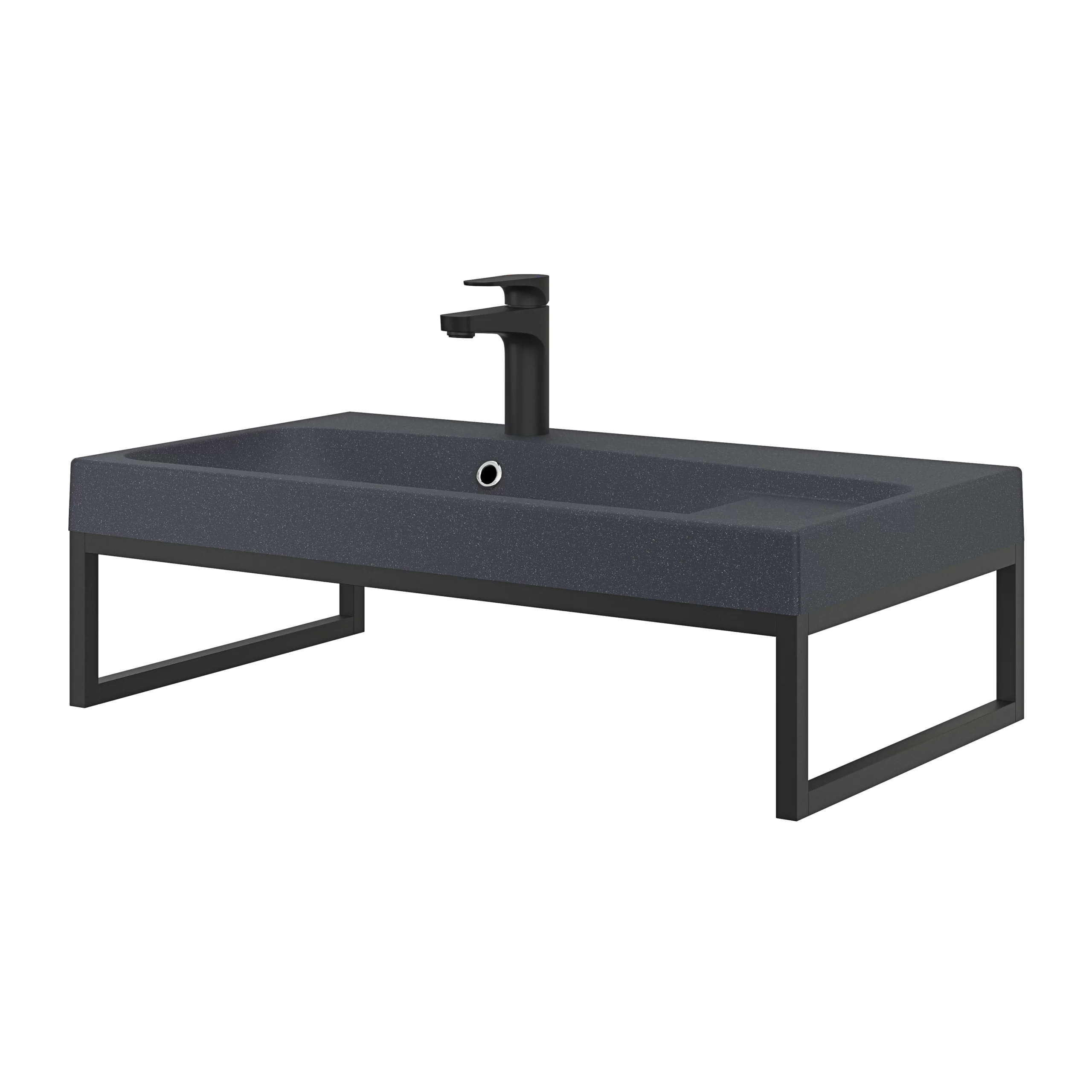 GoodHome Mila Black Rectangular Counter-mounted Vanity Basin (W)80.4cm - Image 6