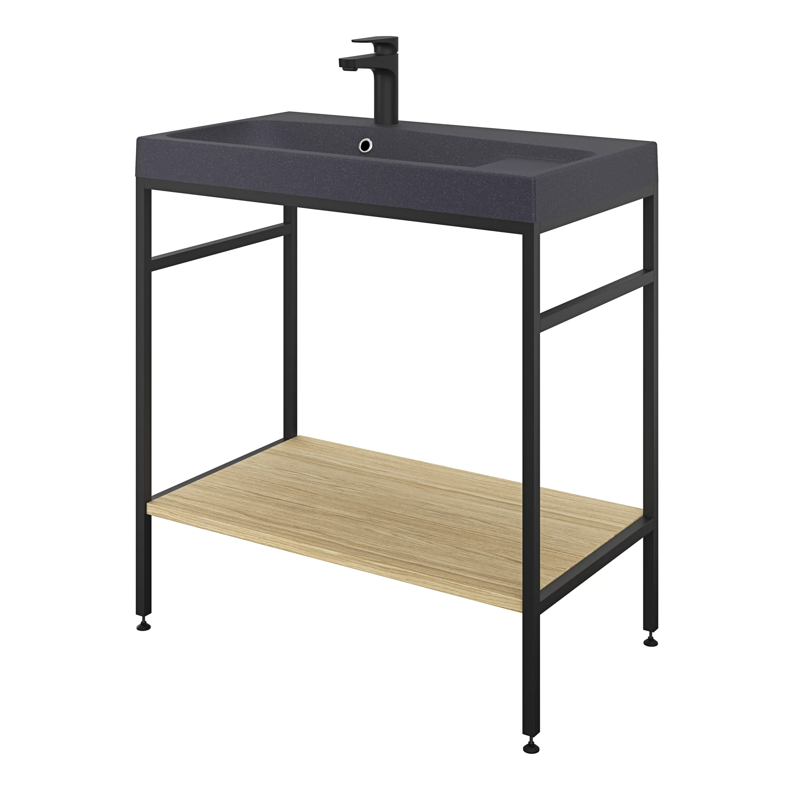 GoodHome Mila Black Rectangular Counter-mounted Vanity Basin (W)80.4cm - Image 7