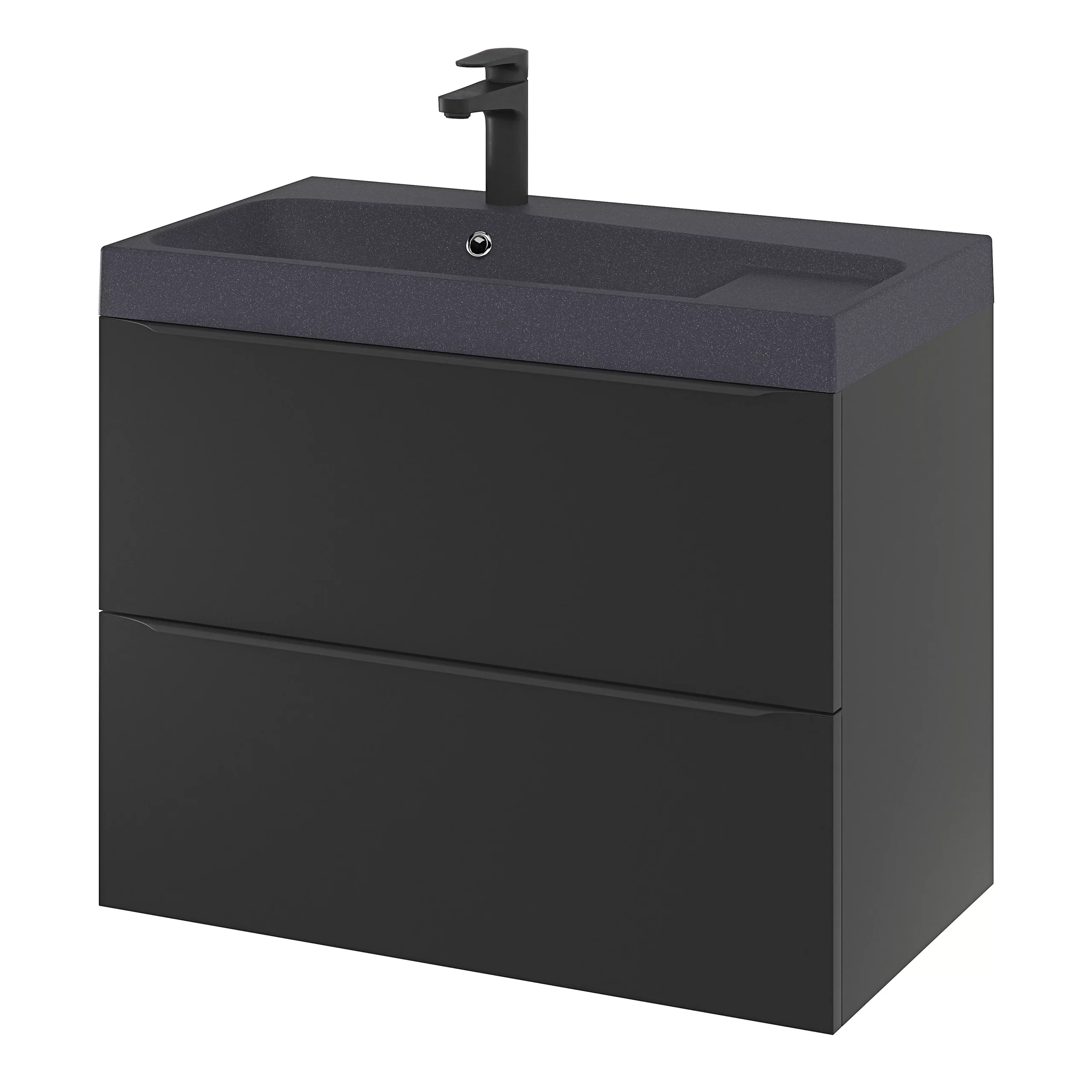GoodHome Mila Black Rectangular Counter-mounted Vanity Basin (W)80.4cm - Image 9