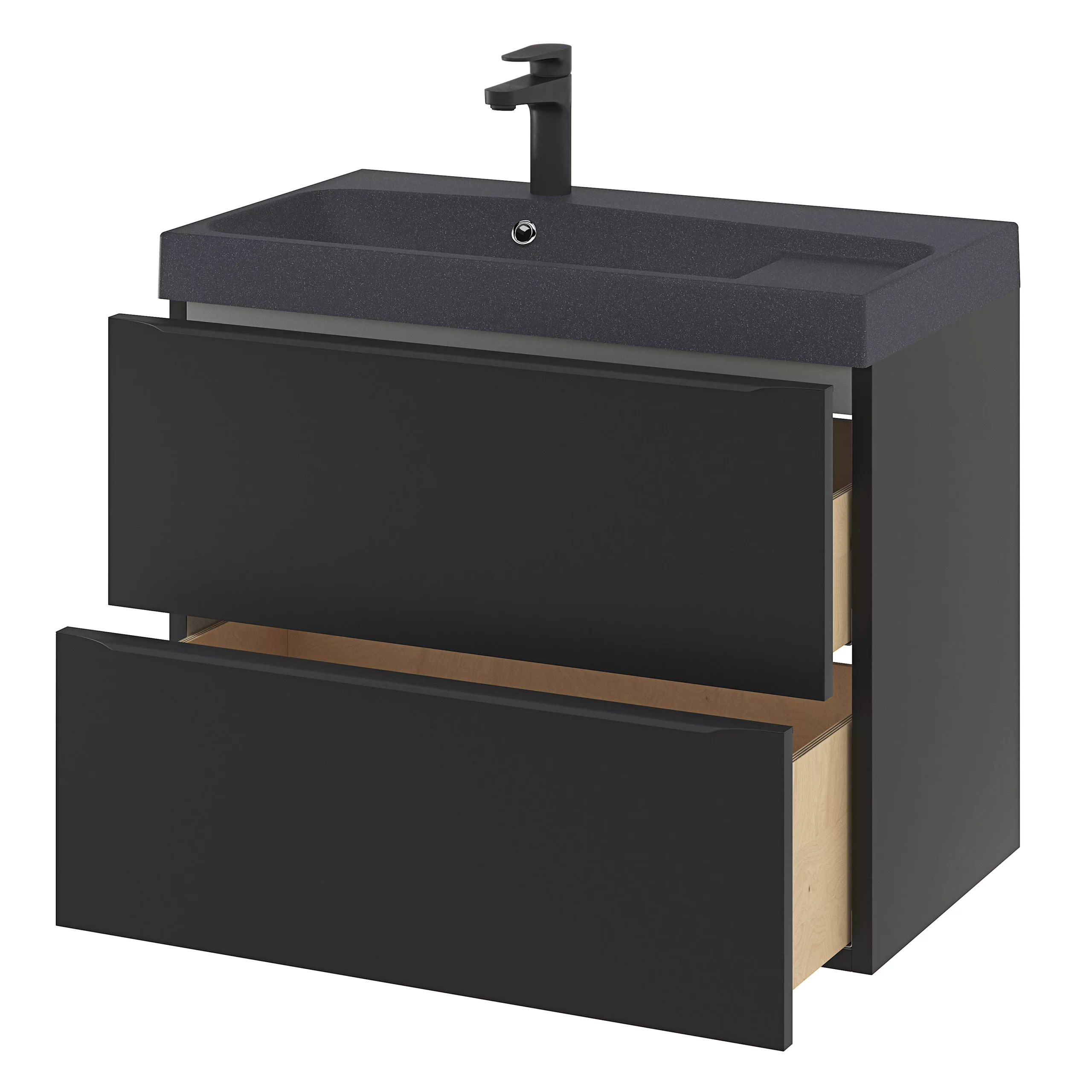 GoodHome Mila Black Rectangular Counter-mounted Vanity Basin (W)80.4cm - Image 8