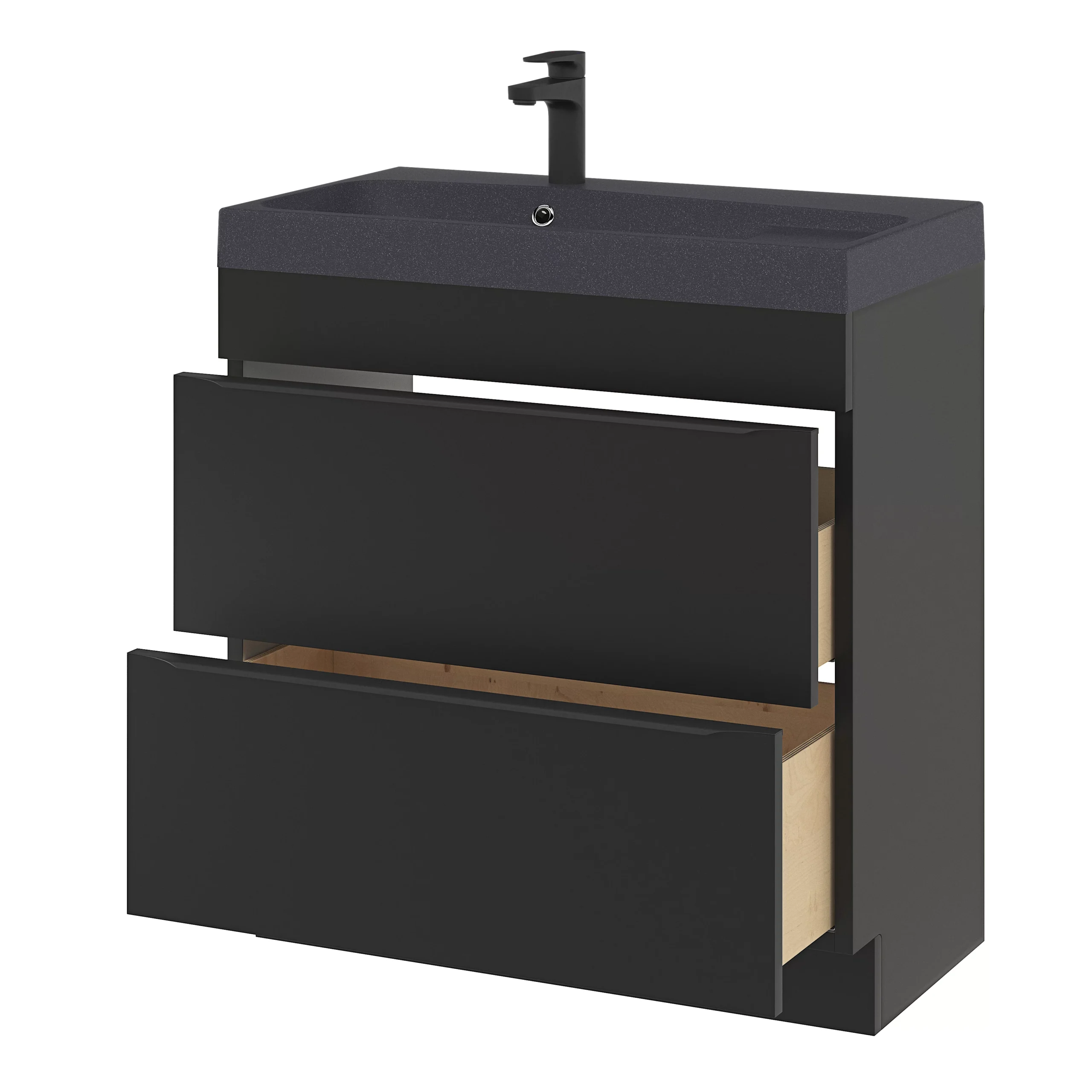 GoodHome Mila Black Rectangular Counter-mounted Vanity Basin (W)80.4cm - Image 13