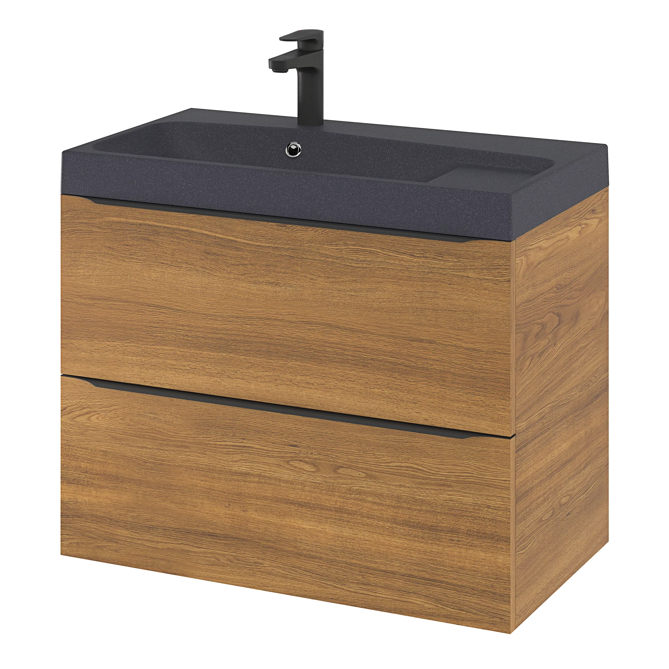 GoodHome Mila Black Rectangular Counter-mounted Vanity Basin (W)80.4cm - Image 14