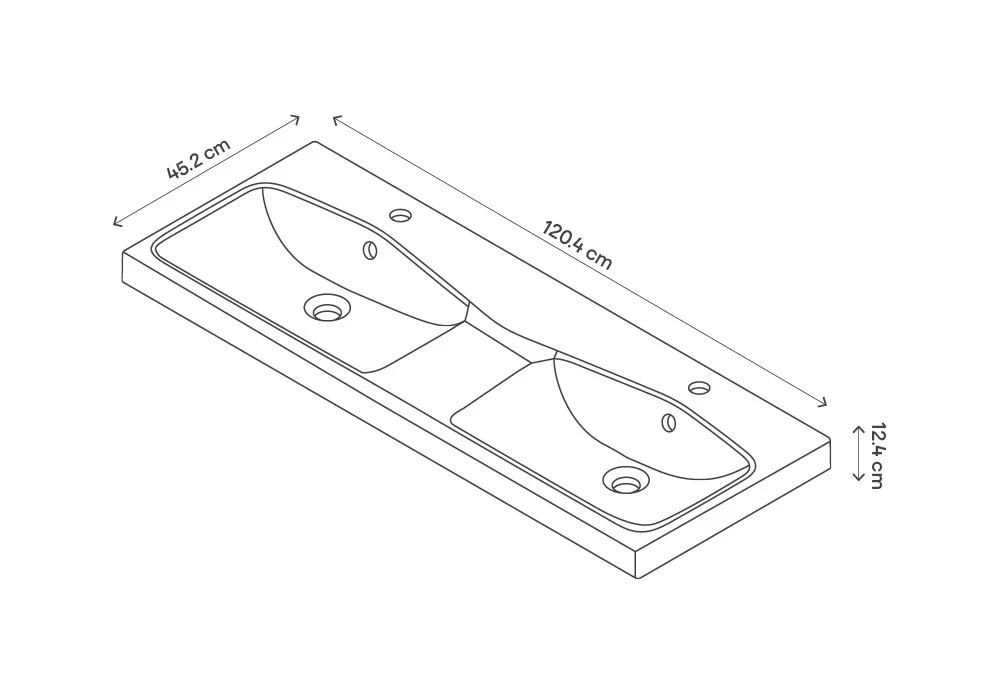 GoodHome Mila White Counter-mounted Counter Top Basin (W)120.4cm - Image 7