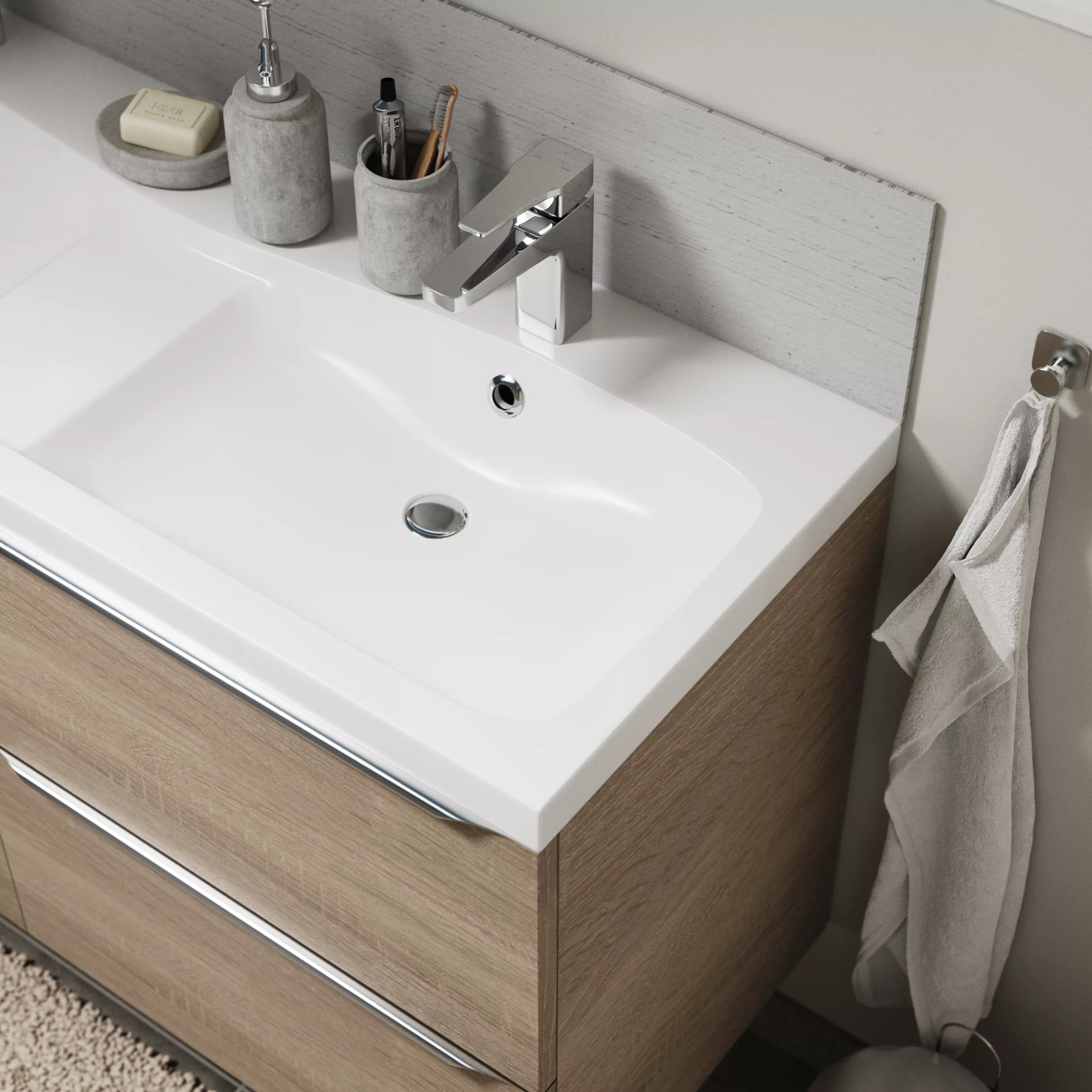 GoodHome Mila White Counter-mounted Counter Top Basin (W)120.4cm - Image 5
