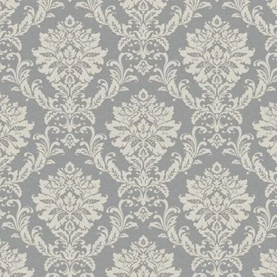 GoodHome Mire Grey Damask Woven Effect Textured Wallpaper - Image 2
