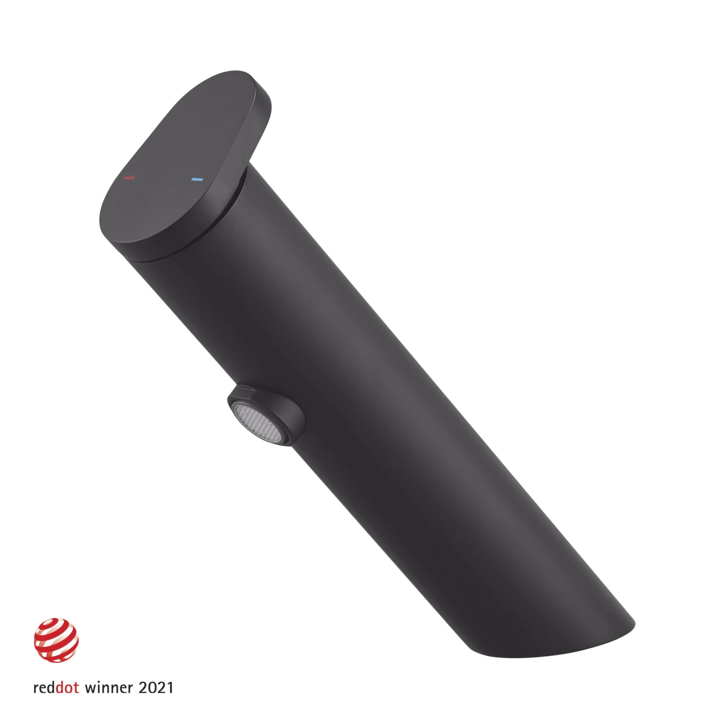 GoodHome Nyasa Medium Matt Black Round Deck-mounted Manual Basin Mono Mixer Tap