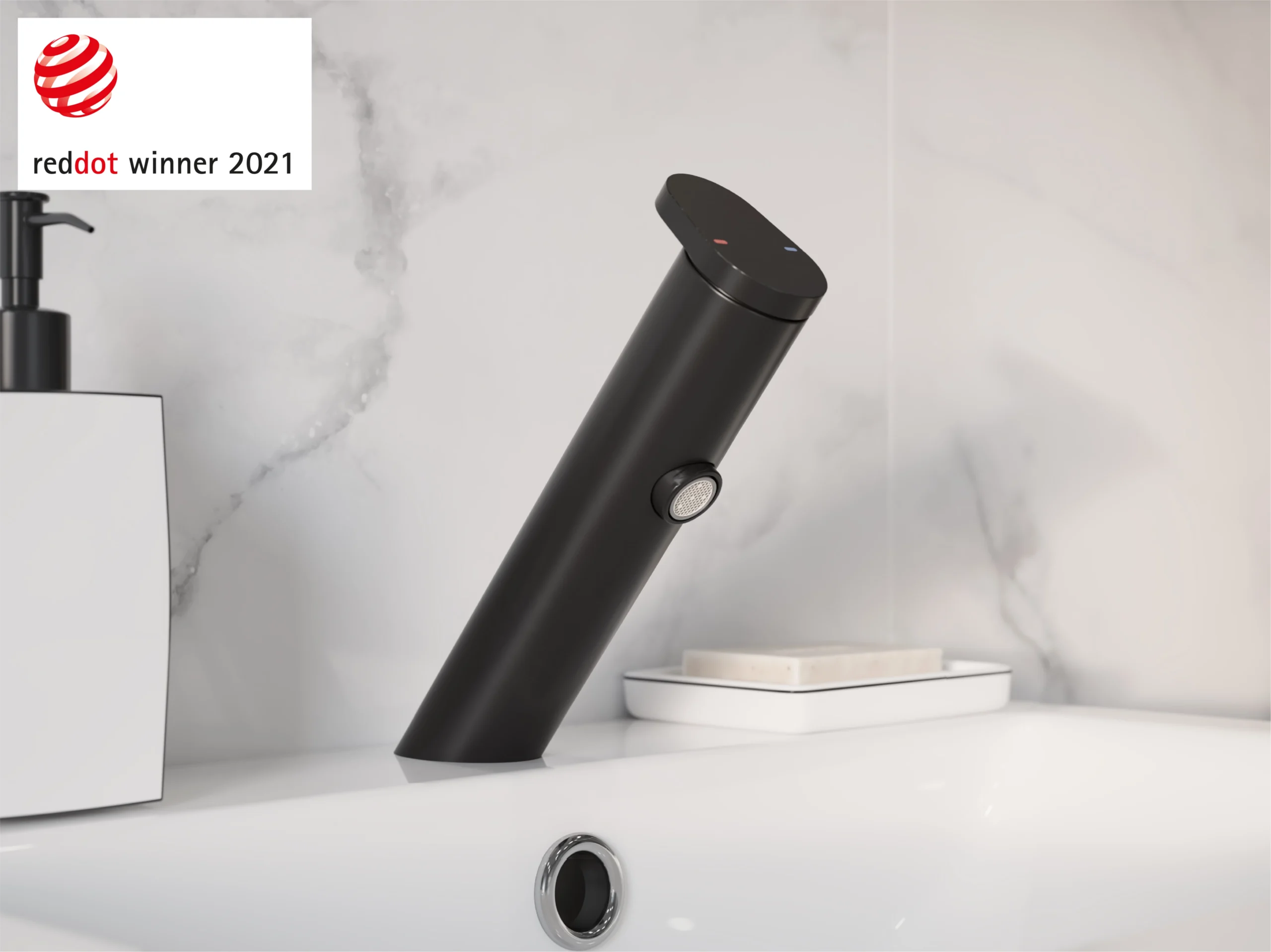 GoodHome Nyasa Medium Matt Black Round Deck-mounted Manual Basin Mono Mixer Tap - Image 7