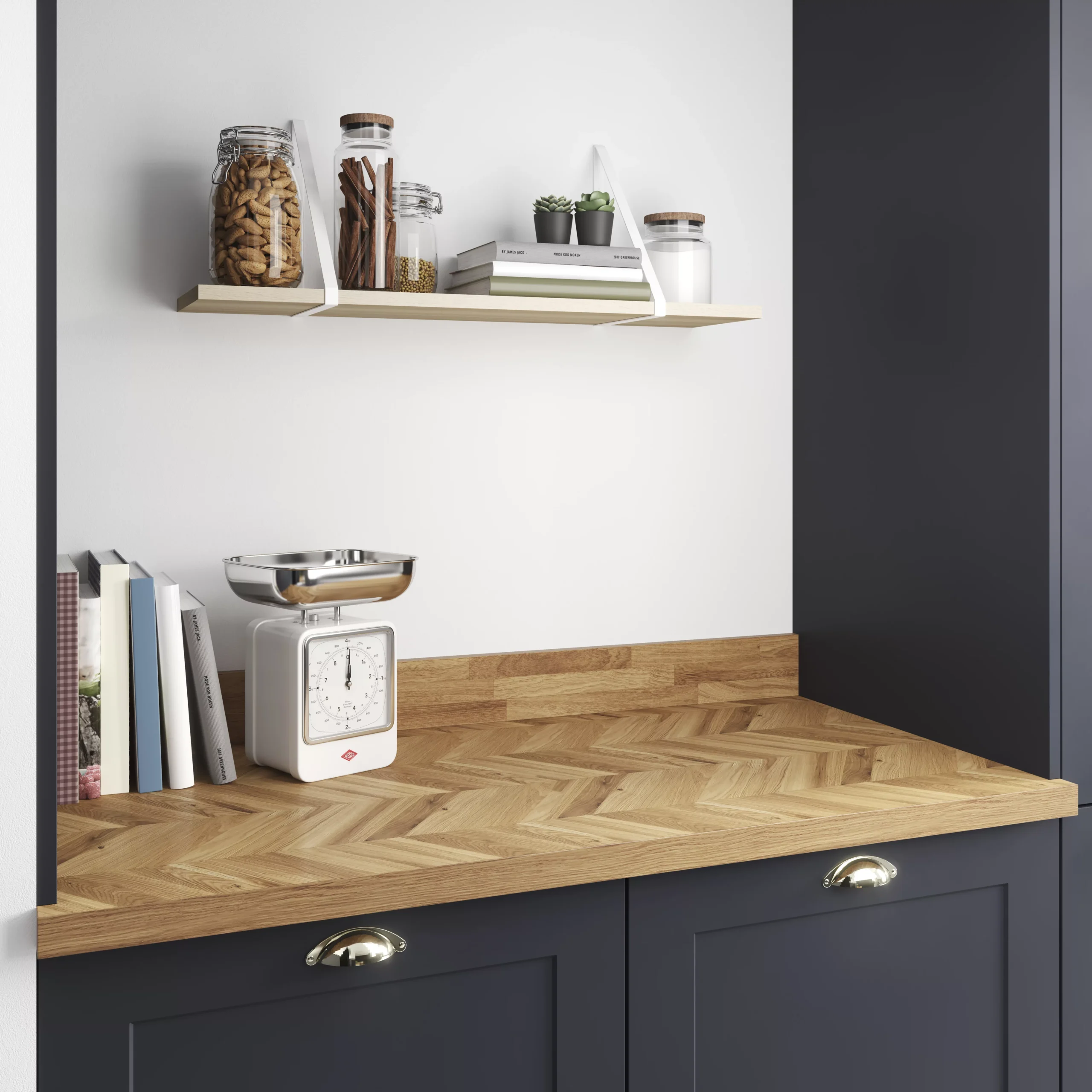 GoodHome Orin Chevron Solid Oak Upstand (L)3000mm - Image 5
