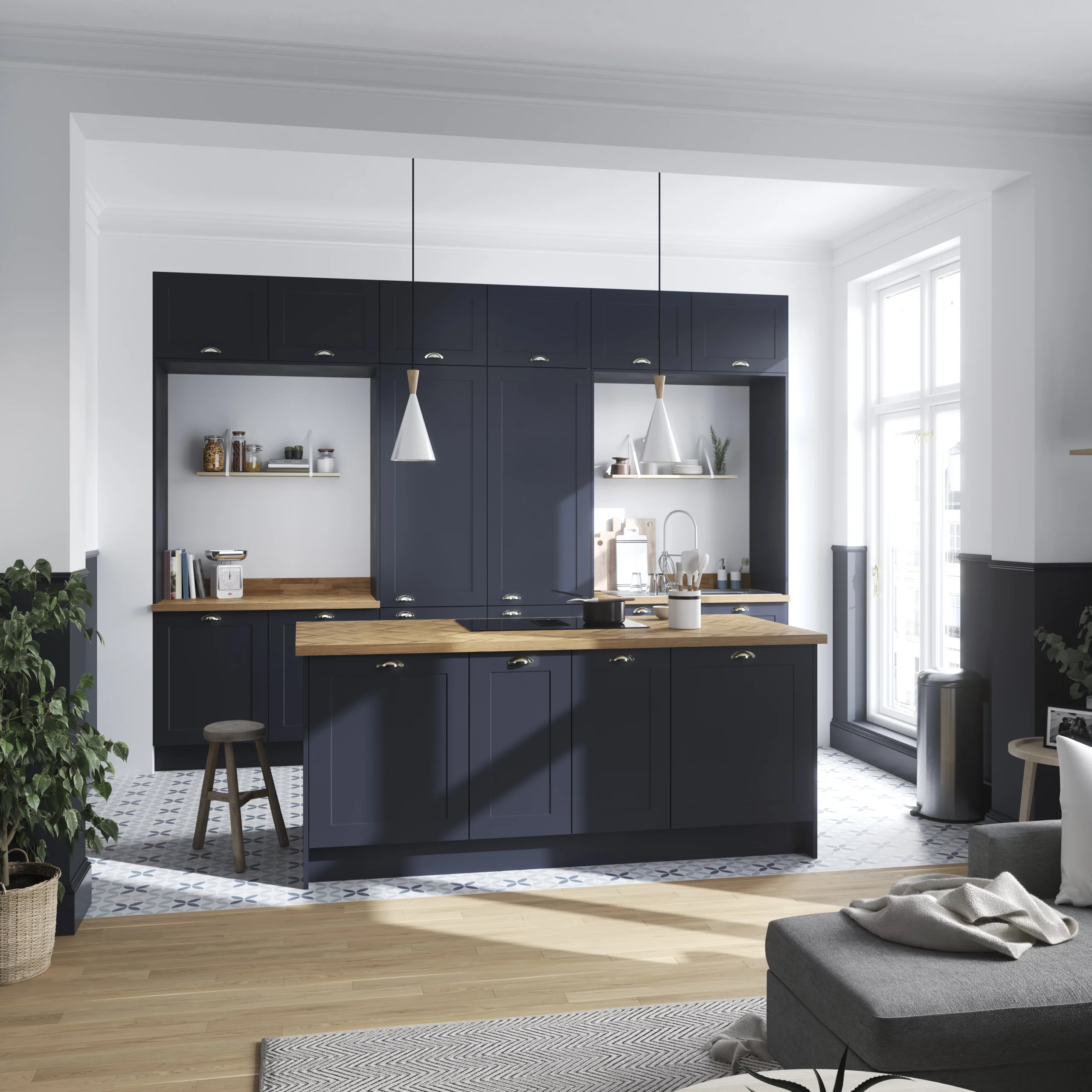 GoodHome Orin Chevron Solid Oak Upstand (L)3000mm - Image 6