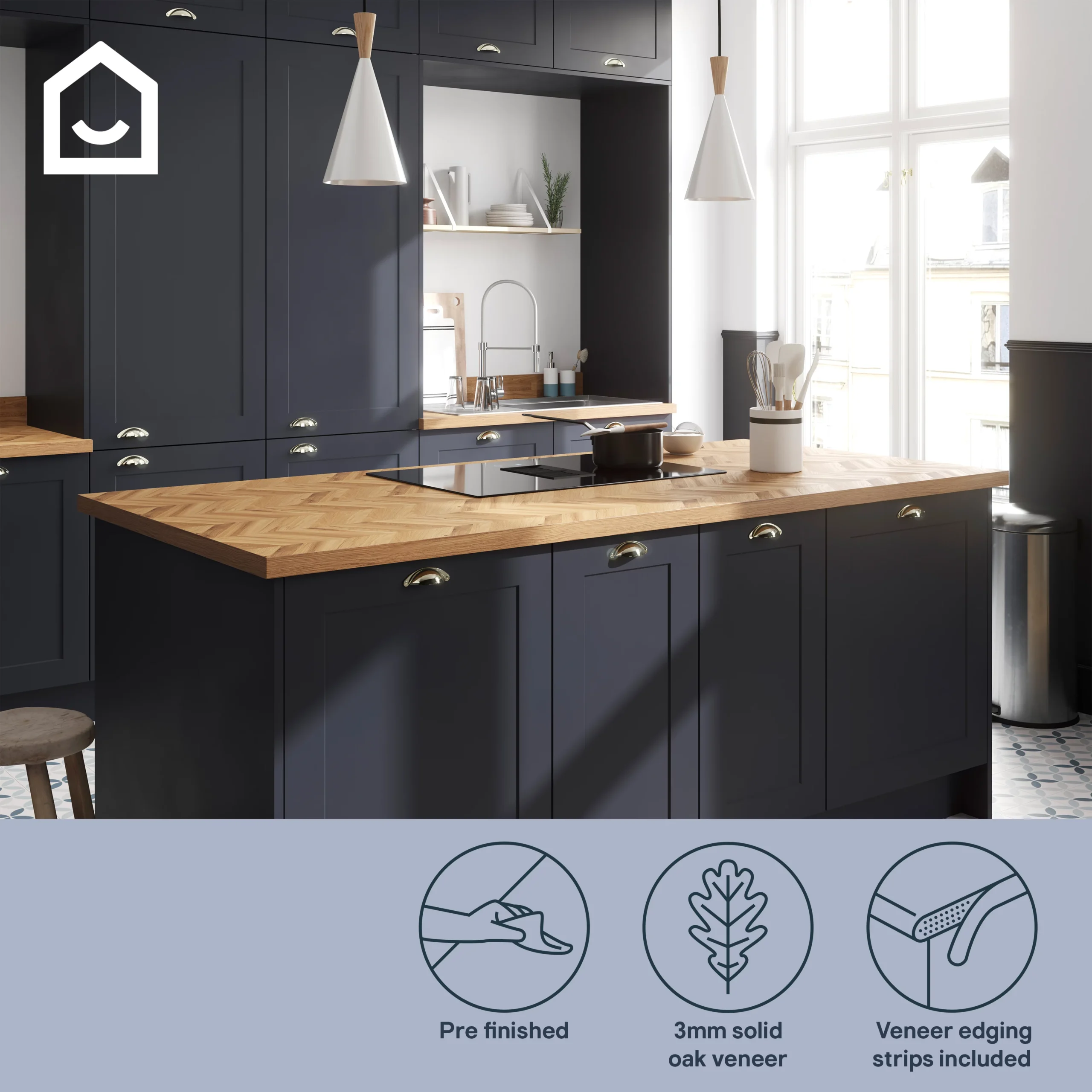 GoodHome Orin Light Solid Oak Upstand (L)3000mm - Image 6