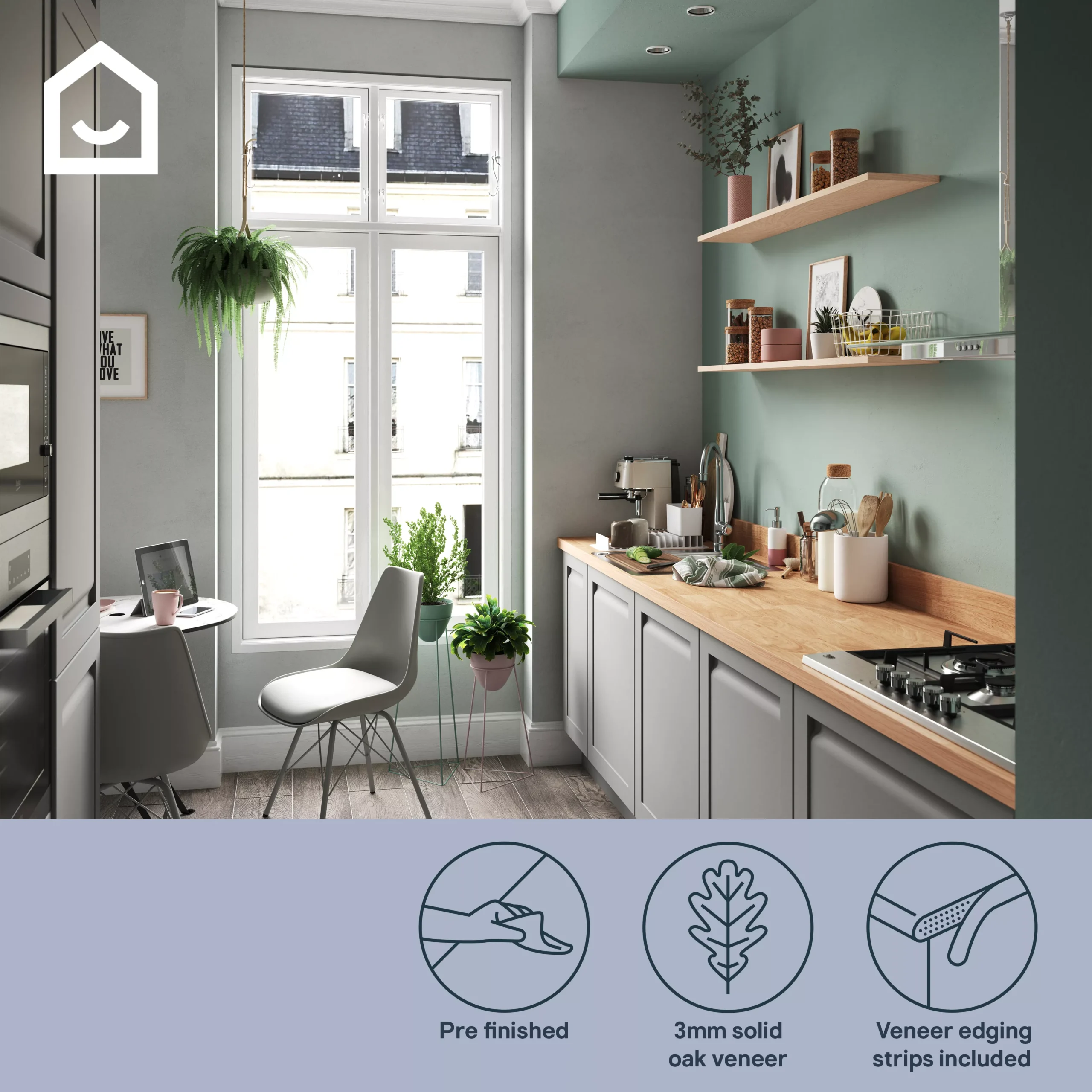 GoodHome Orin Light Solid Oak Upstand (L)3000mm - Image 5