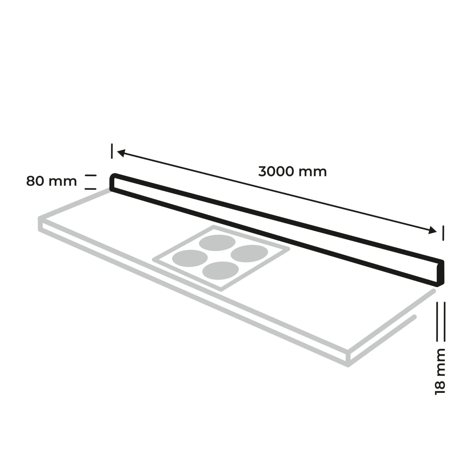 GoodHome Orin Light Solid Oak Upstand (L)3000mm - Image 4