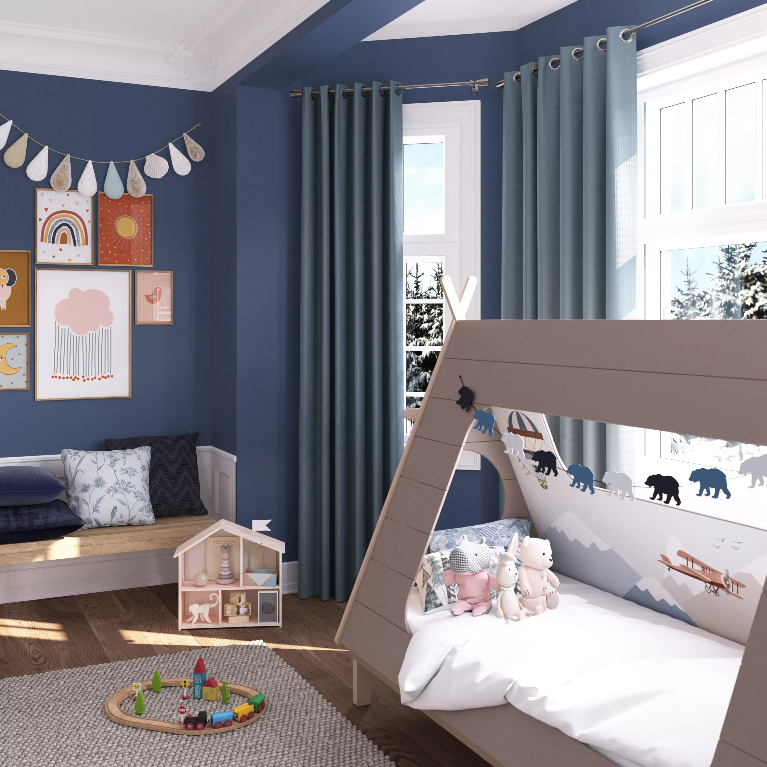 GoodHome Otema Light Blue Floral Indoor Cushion (L)50cm X (W)43cm - Image 4