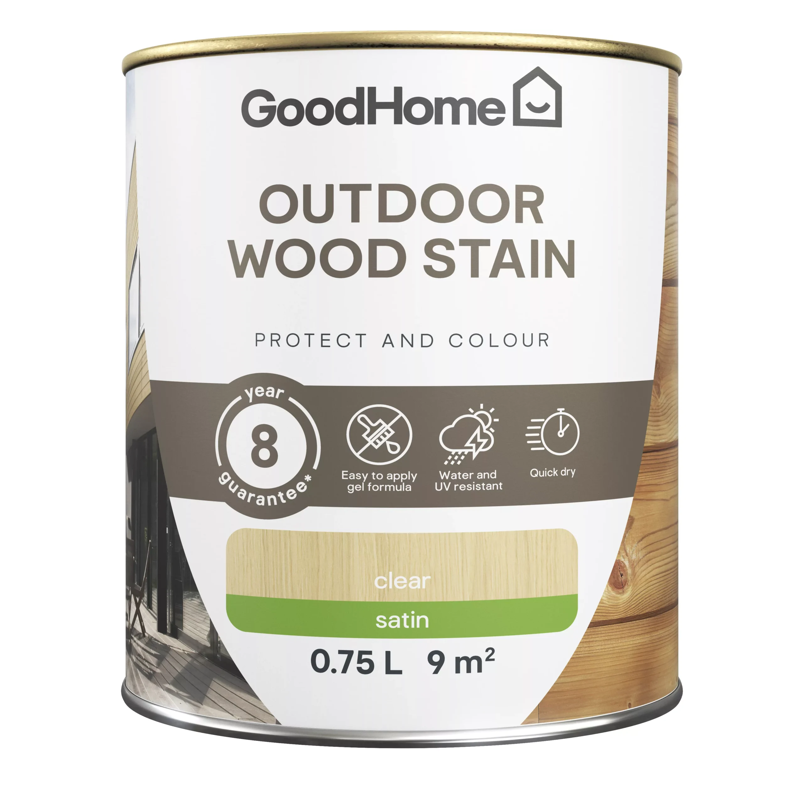GoodHome Outdoor Clear Satin Quick Dry Wood Stain, 750ml - Image 2