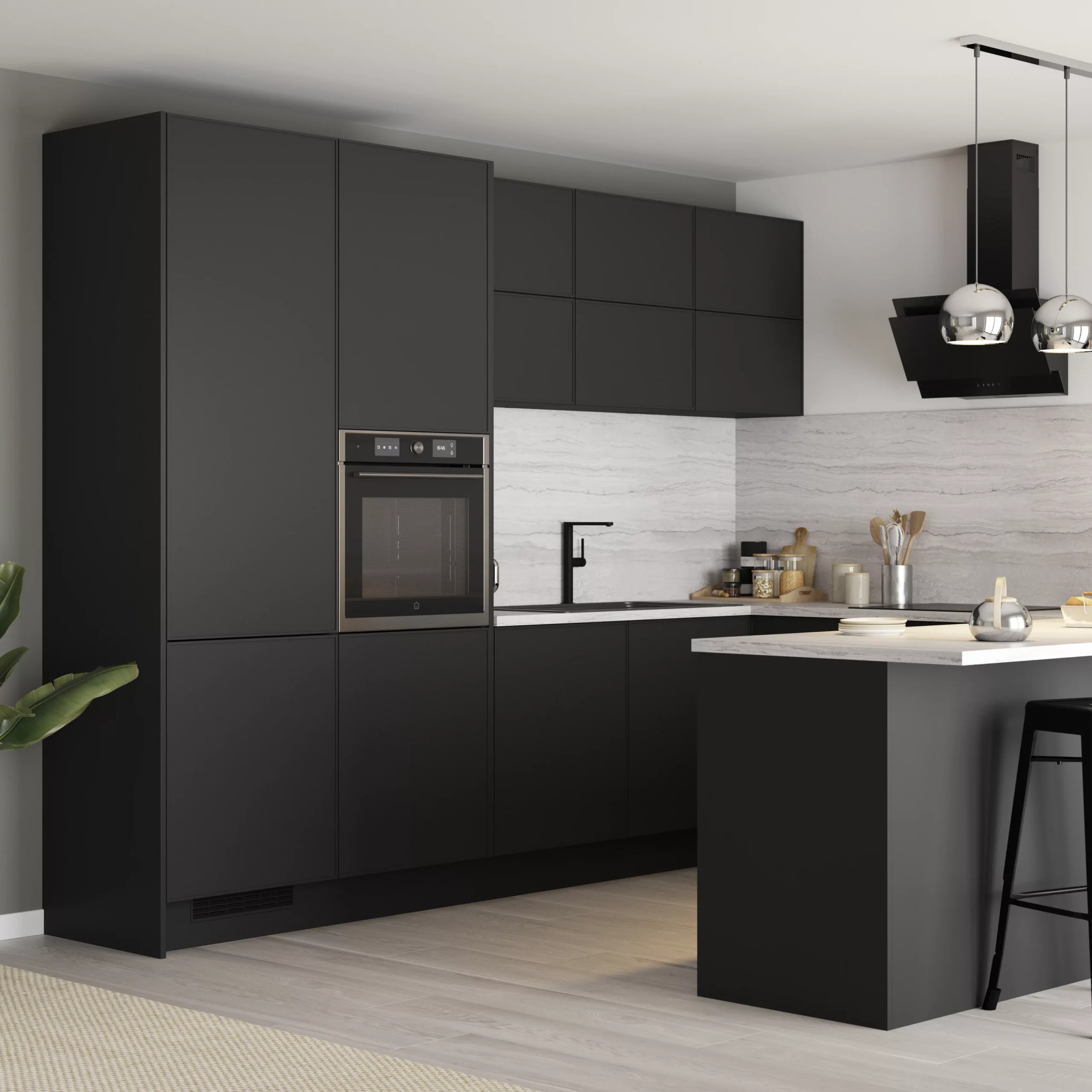 GoodHome Pasilla Matt Carbon Thin Frame Slab 70:30 Larder/Fridge Cabinet Door (W)600mm (H)1287mm (T)20mm - Image 6
