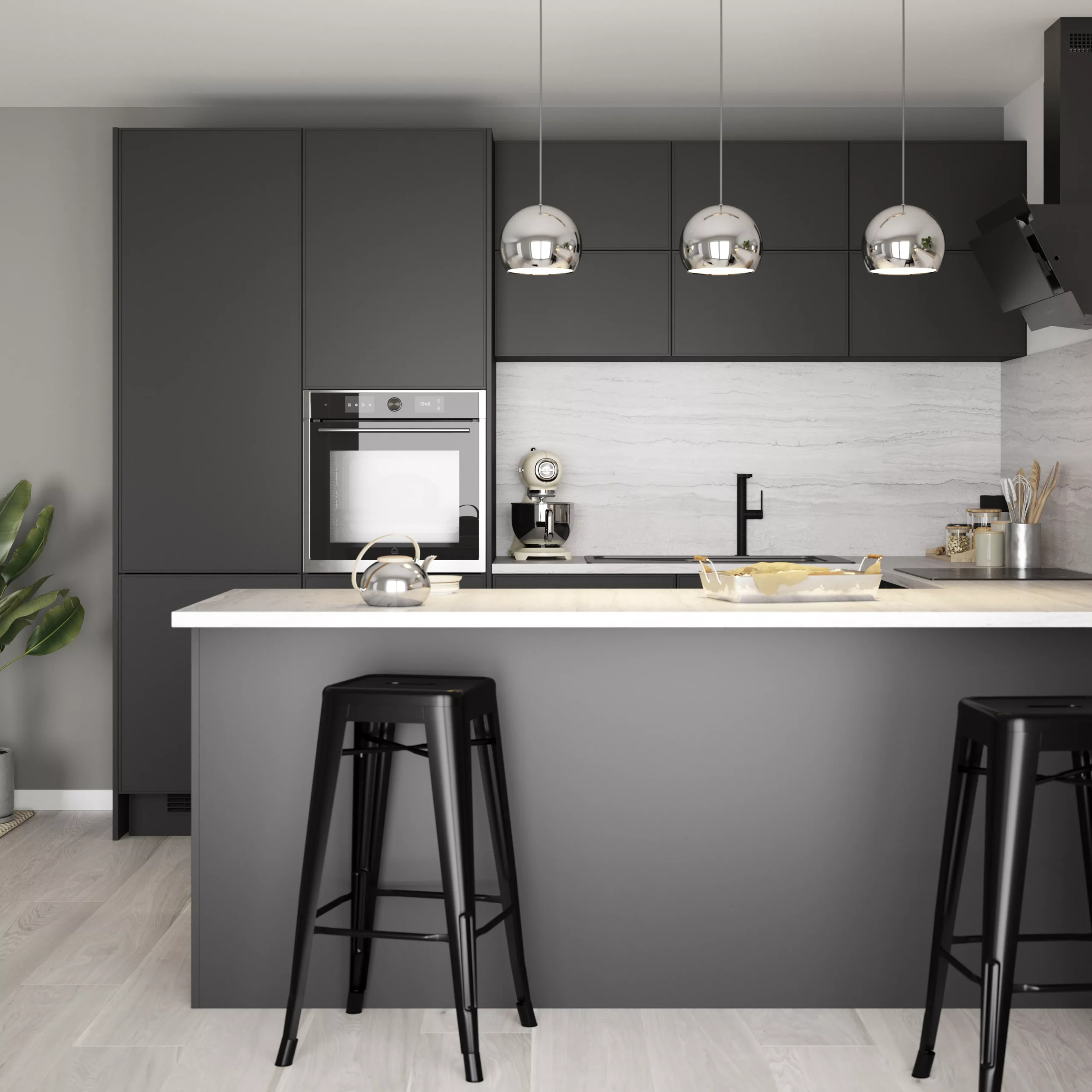 GoodHome Pasilla Matt Carbon Thin Frame Slab 70:30 Larder/Fridge Cabinet Door (W)600mm (H)1287mm (T)20mm - Image 7