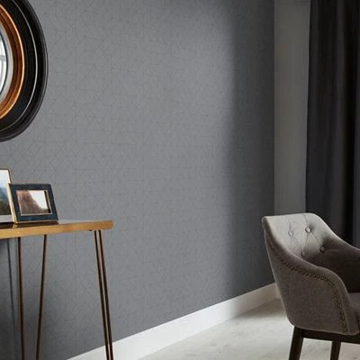 GoodHome Patula Dark Grey Geometric Ridged Effect Textured Wallpaper - Image 4