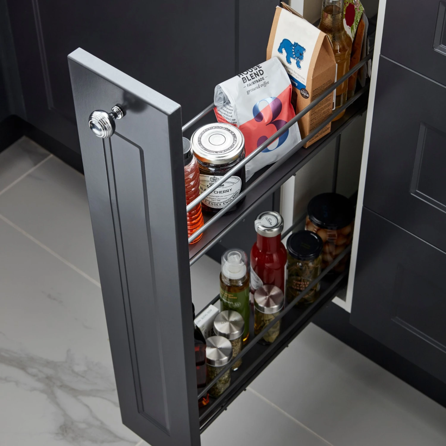 GoodHome Pebre Anthracite Soft Close Runners Pull Out Storage, (H)530mm (W)107mm - Image 7