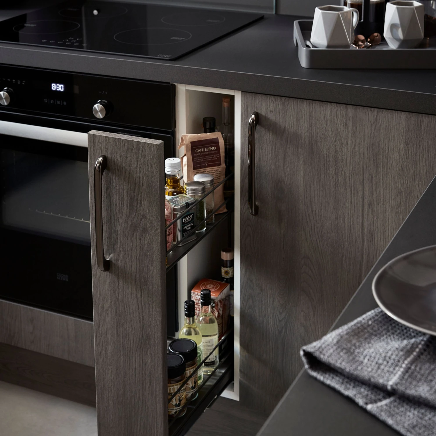 GoodHome Pebre Anthracite Soft Close Runners Pull Out Storage, (H)530mm (W)107mm - Image 9