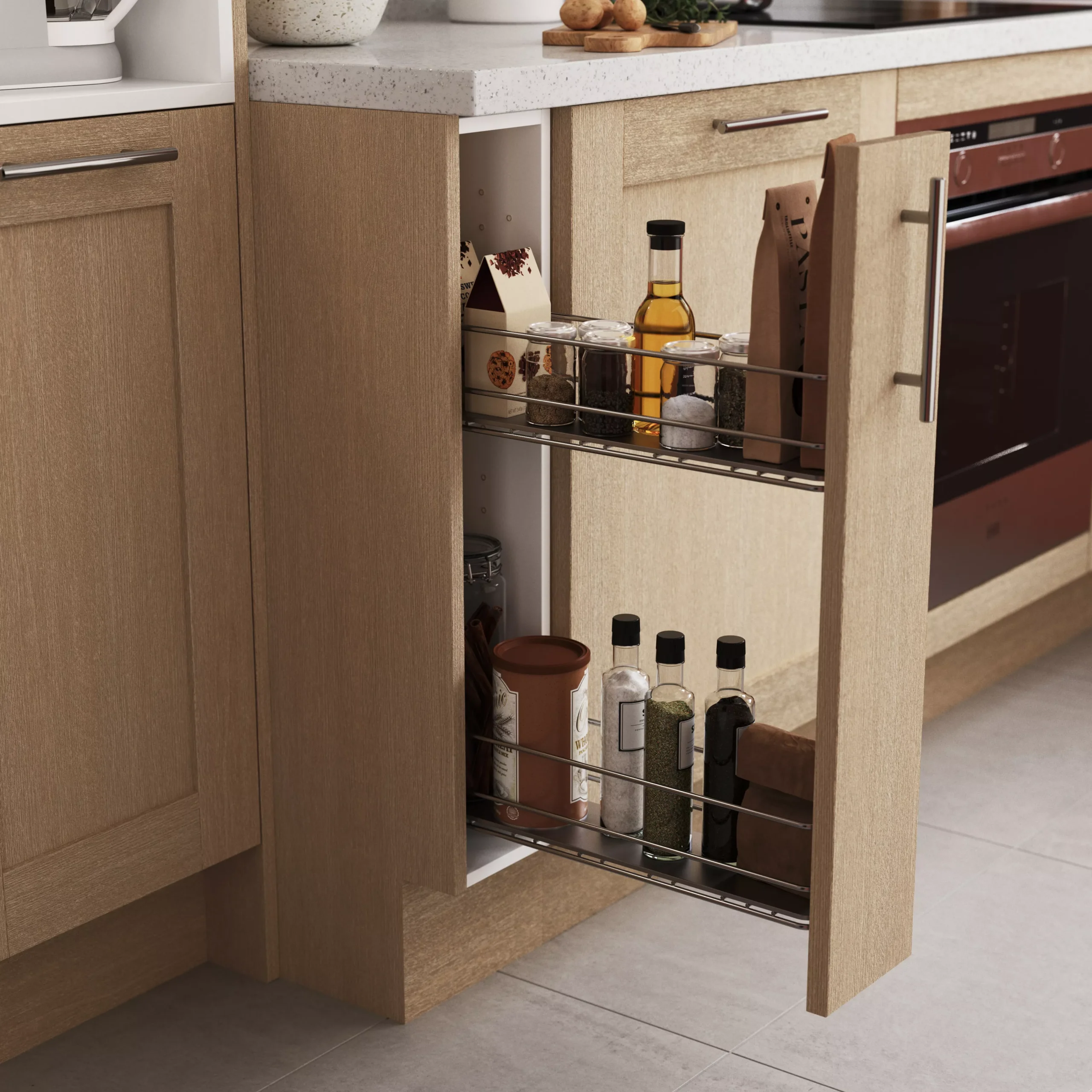 GoodHome Pebre Anthracite Soft Close Runners Pull Out Storage, (H)530mm (W)107mm - Image 11