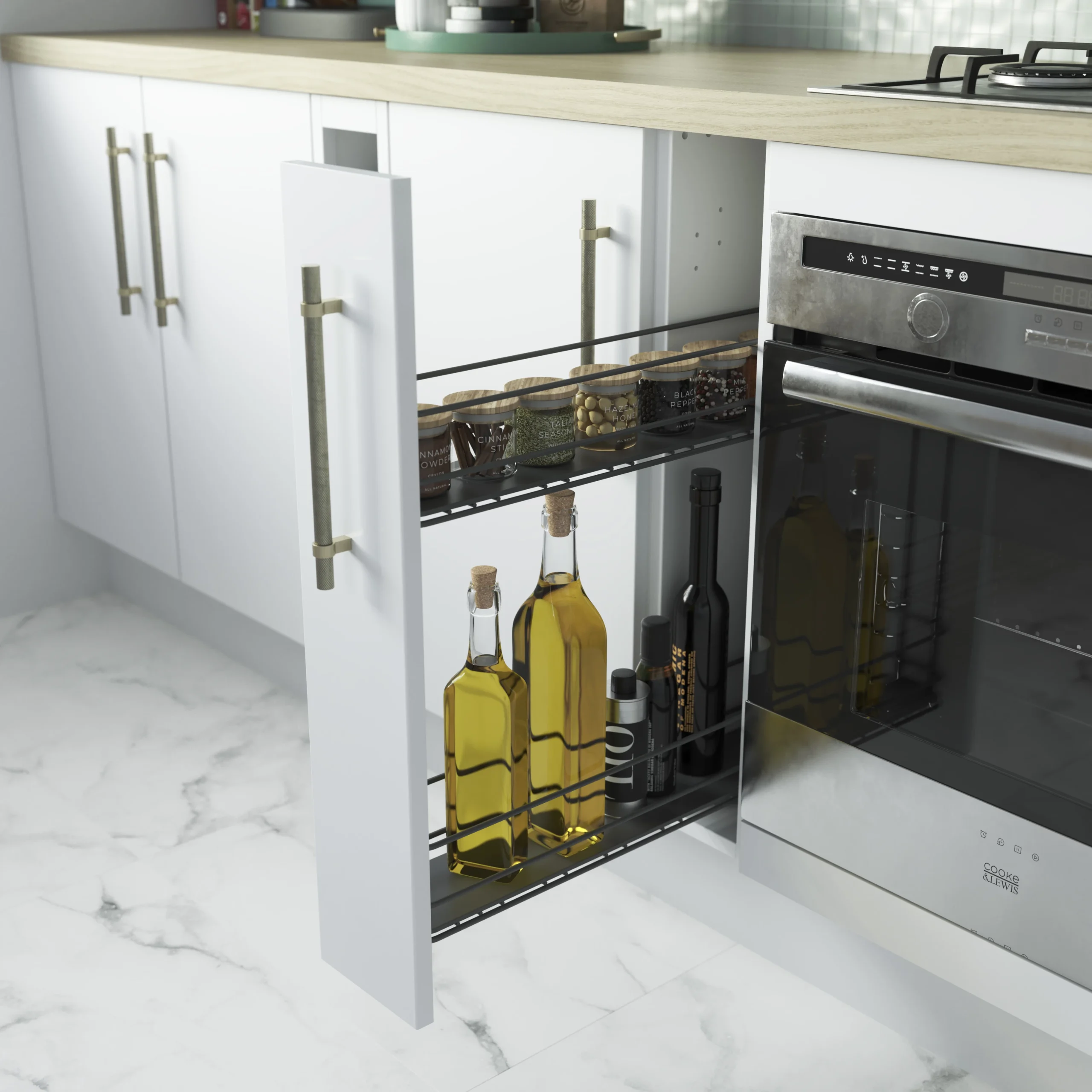 GoodHome Pebre Anthracite Soft Close Runners Pull Out Storage, (H)530mm (W)107mm - Image 15