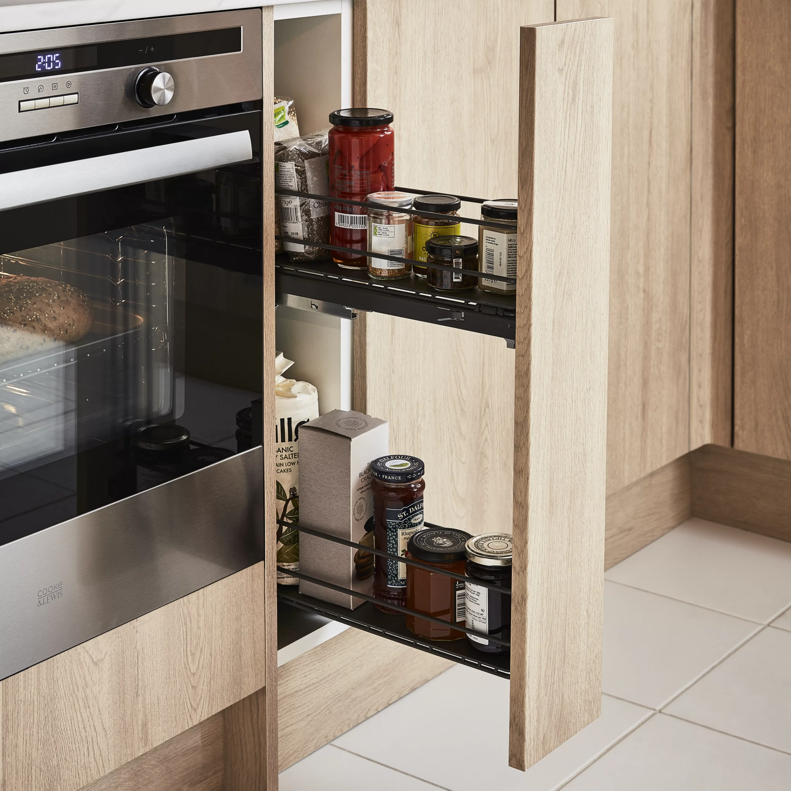 GoodHome Pebre Anthracite Soft Close Runners Pull Out Storage, (H)530mm (W)107mm - Image 17