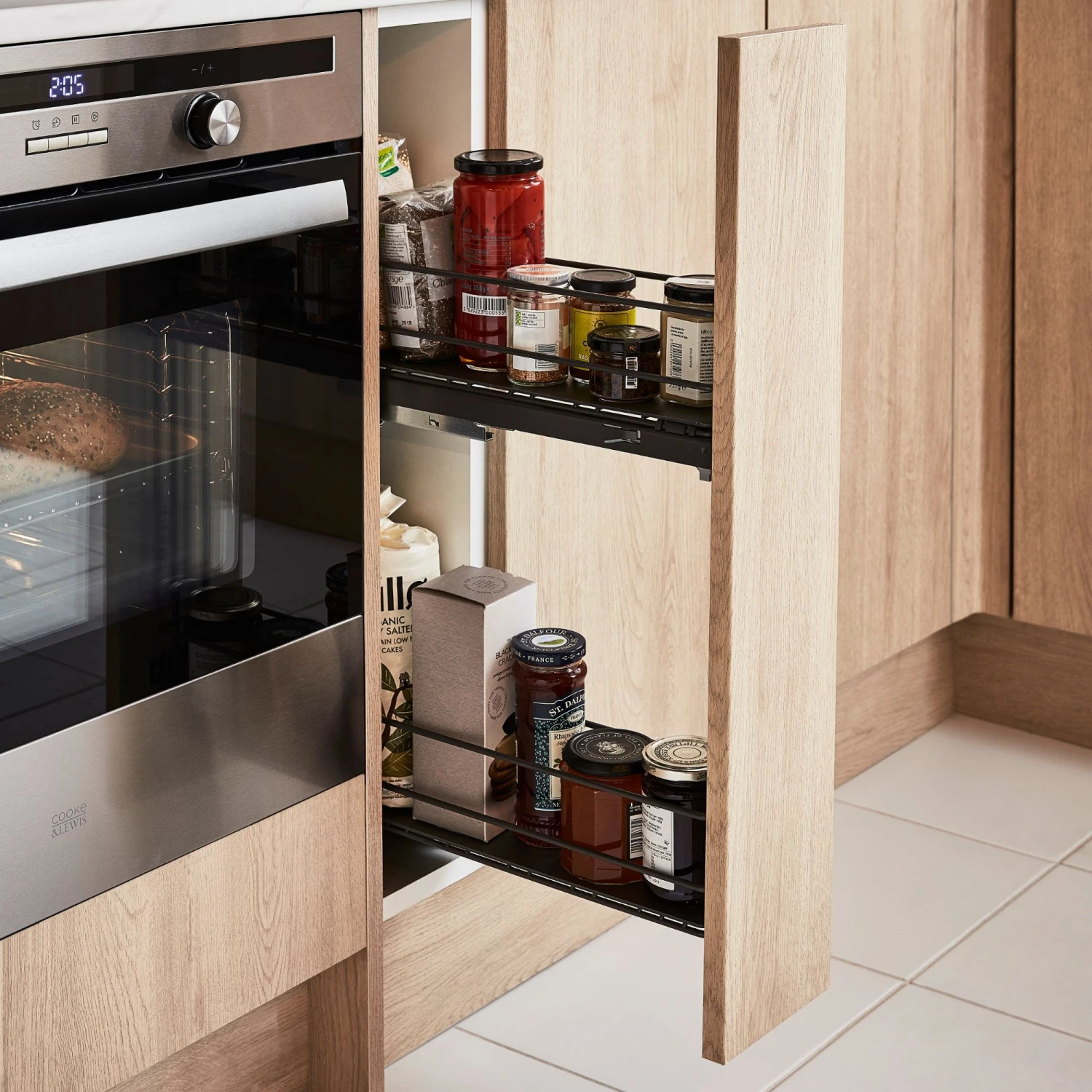 GoodHome Pebre Anthracite Soft Close Runners Pull Out Storage, (H)530mm (W)107mm - Image 10