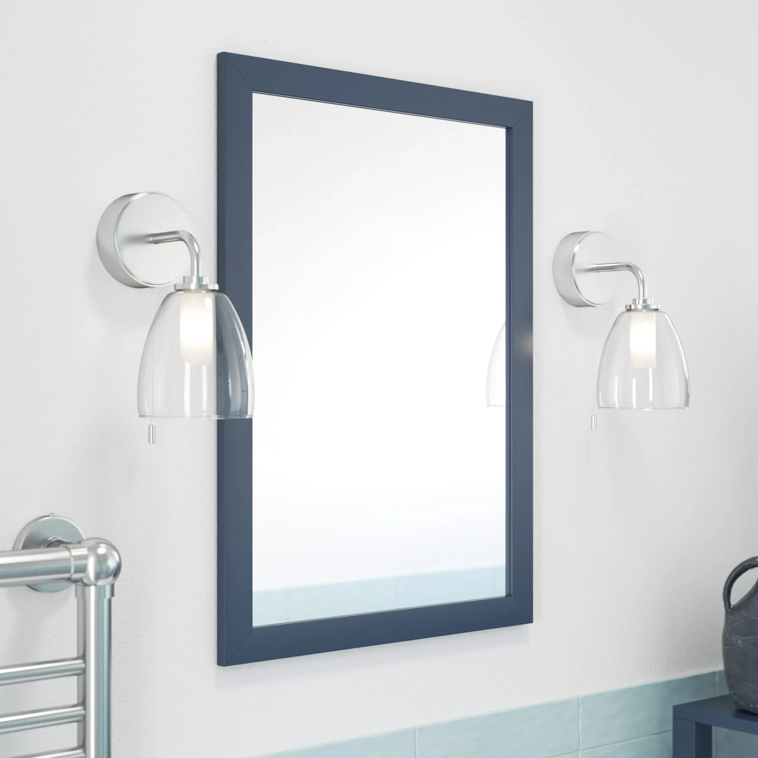 GoodHome Perma Blue Rectangular Wall-mounted Bathroom Mirror (H)700mm (W)500mm - Image 4