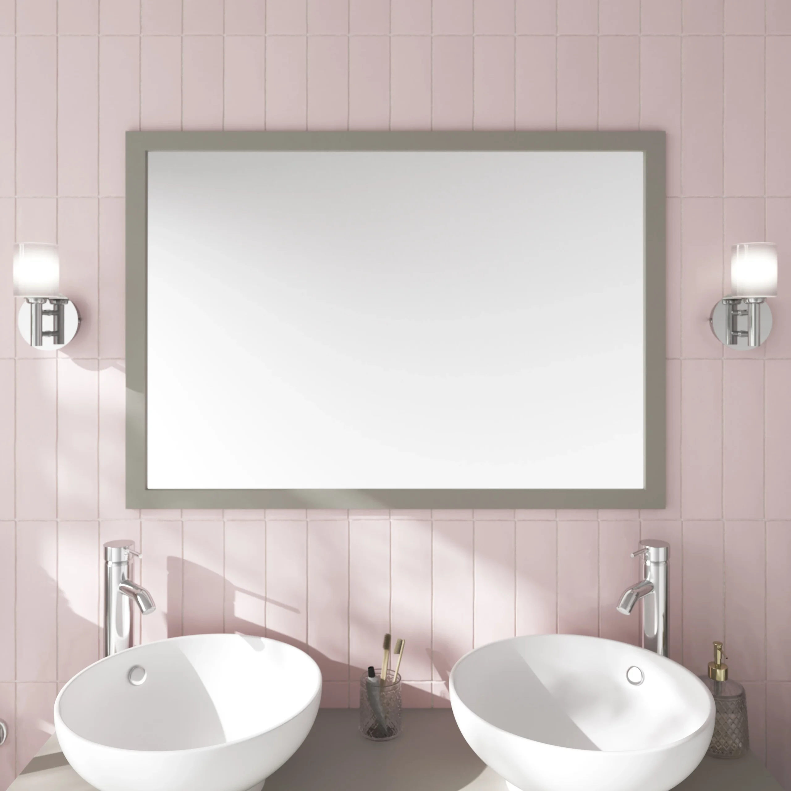 GoodHome Perma Grey Rectangular Bathroom Mirror (H)700mm (W)1000mm - Image 3