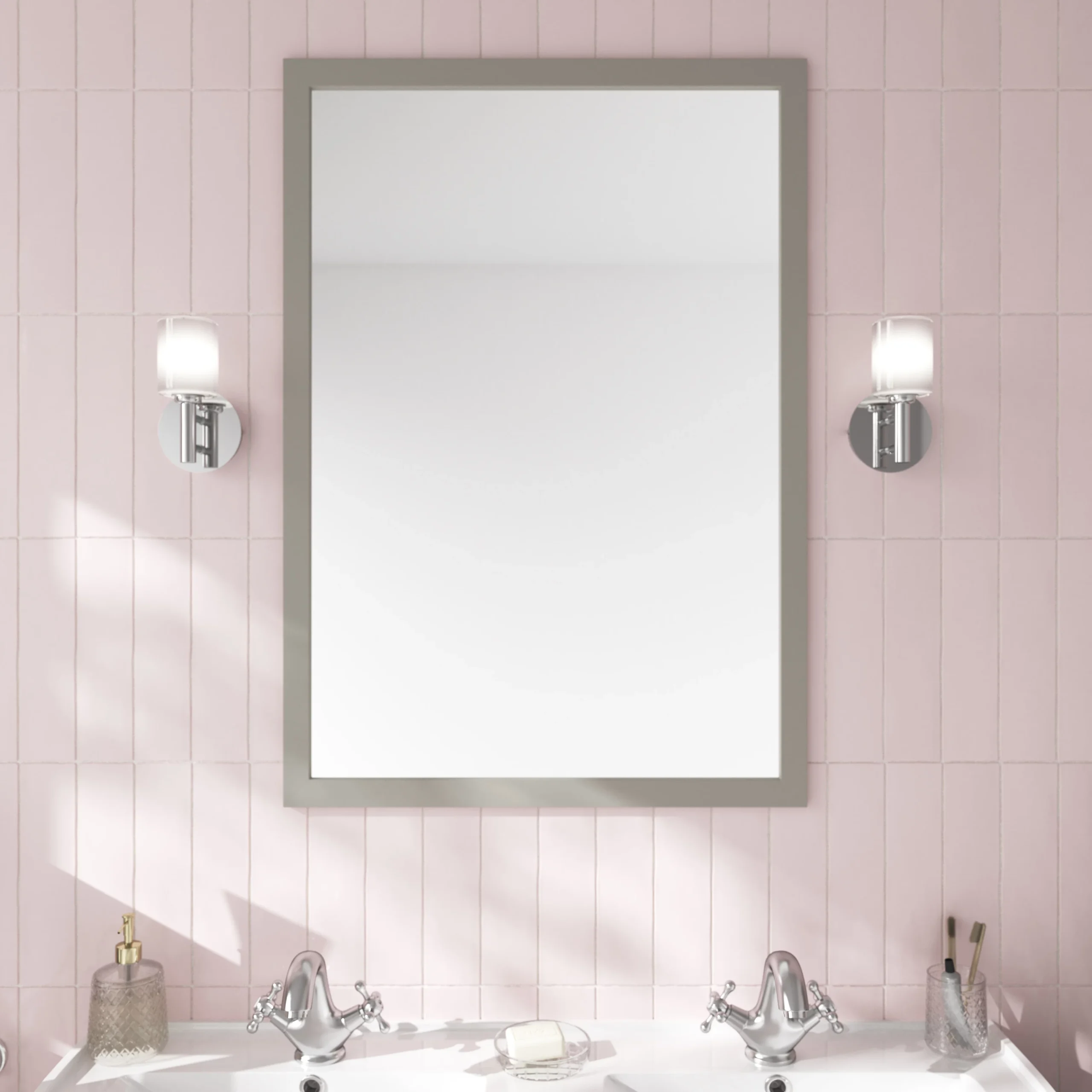 GoodHome Perma Grey Rectangular Bathroom Mirror (H)700mm (W)1000mm - Image 4