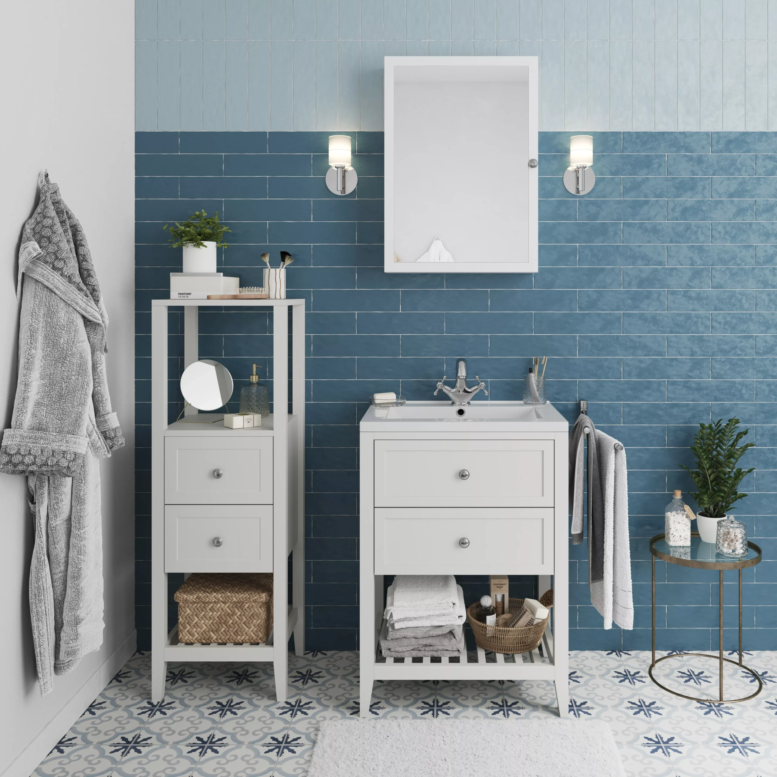 GoodHome Perma Tall Satin White Bathroom Cabinet (H)120cm (W)40.2cm - Image 4