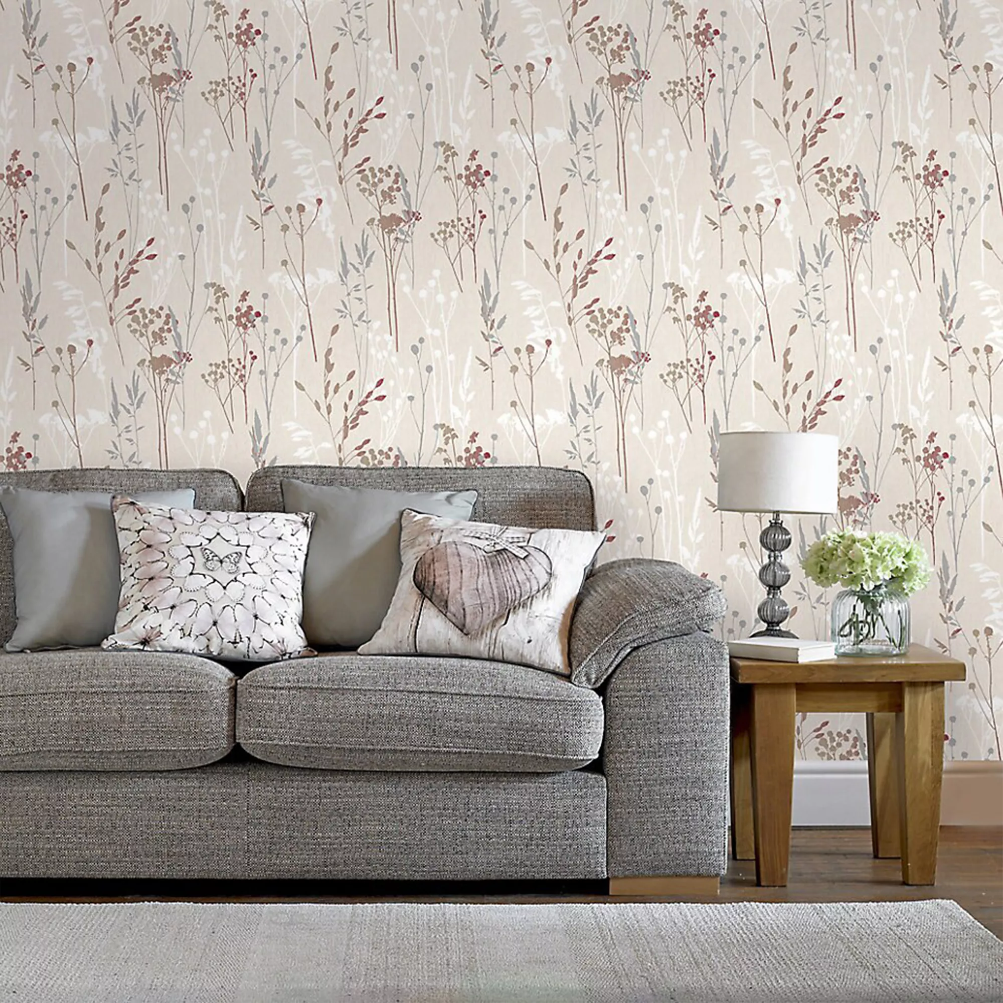 GoodHome Pio Cream & Red Floral Textured Wallpaper - Image 4