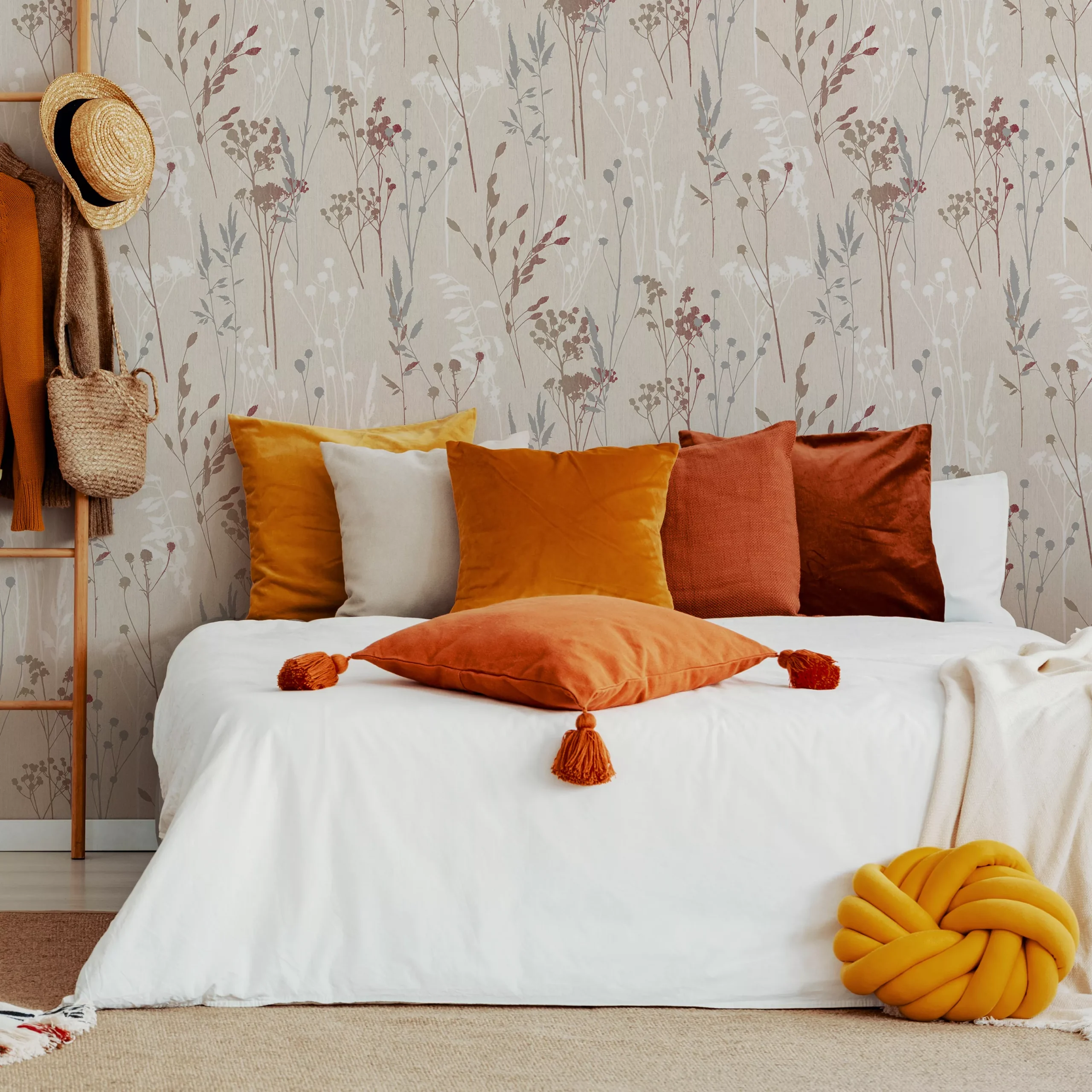 GoodHome Pio Cream & Red Floral Textured Wallpaper - Image 6