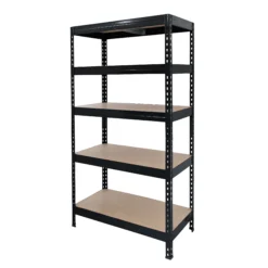 GoodHome Rand Black 5 Shelf MDF & Steel Shelving Unit (H)1800mm (W)970mm