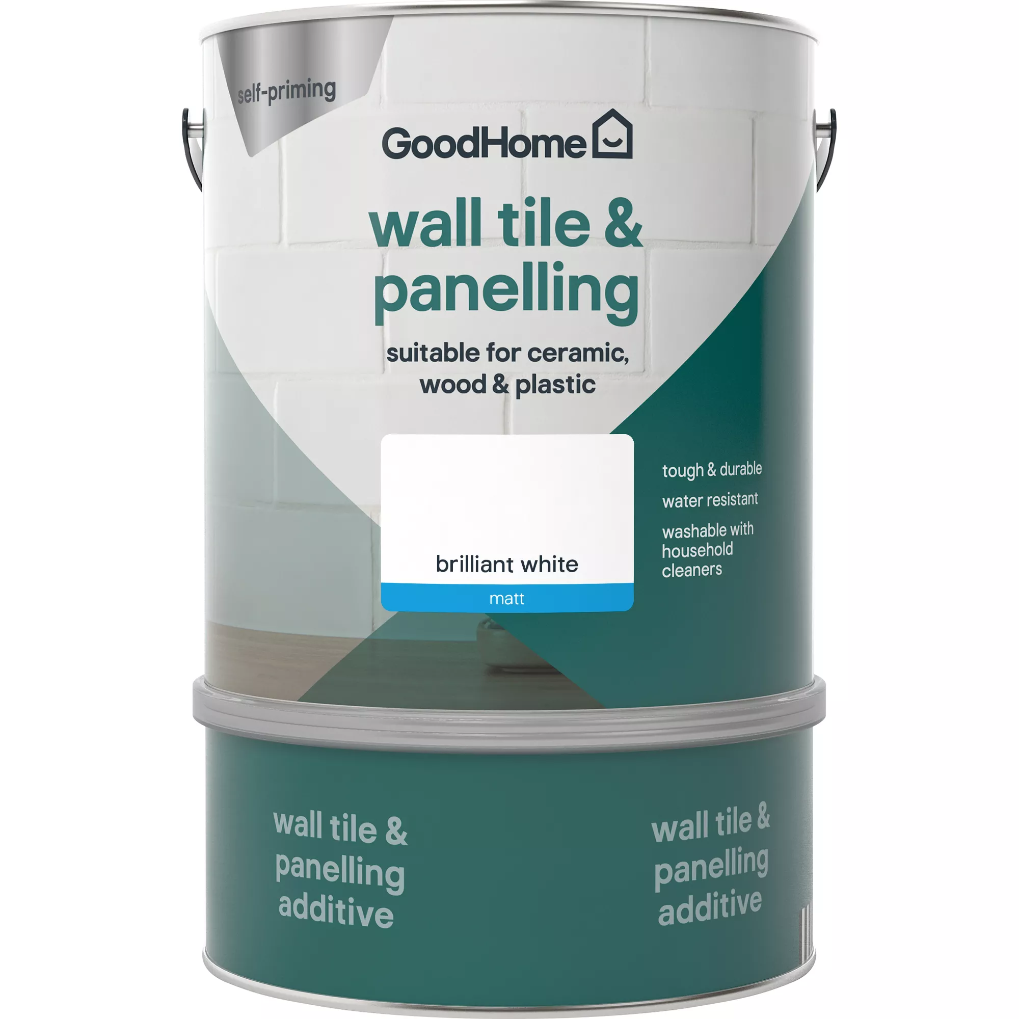 GoodHome Renovation Brilliant White Matt Wall Tile & Panelling Paint, 2L - Image 2