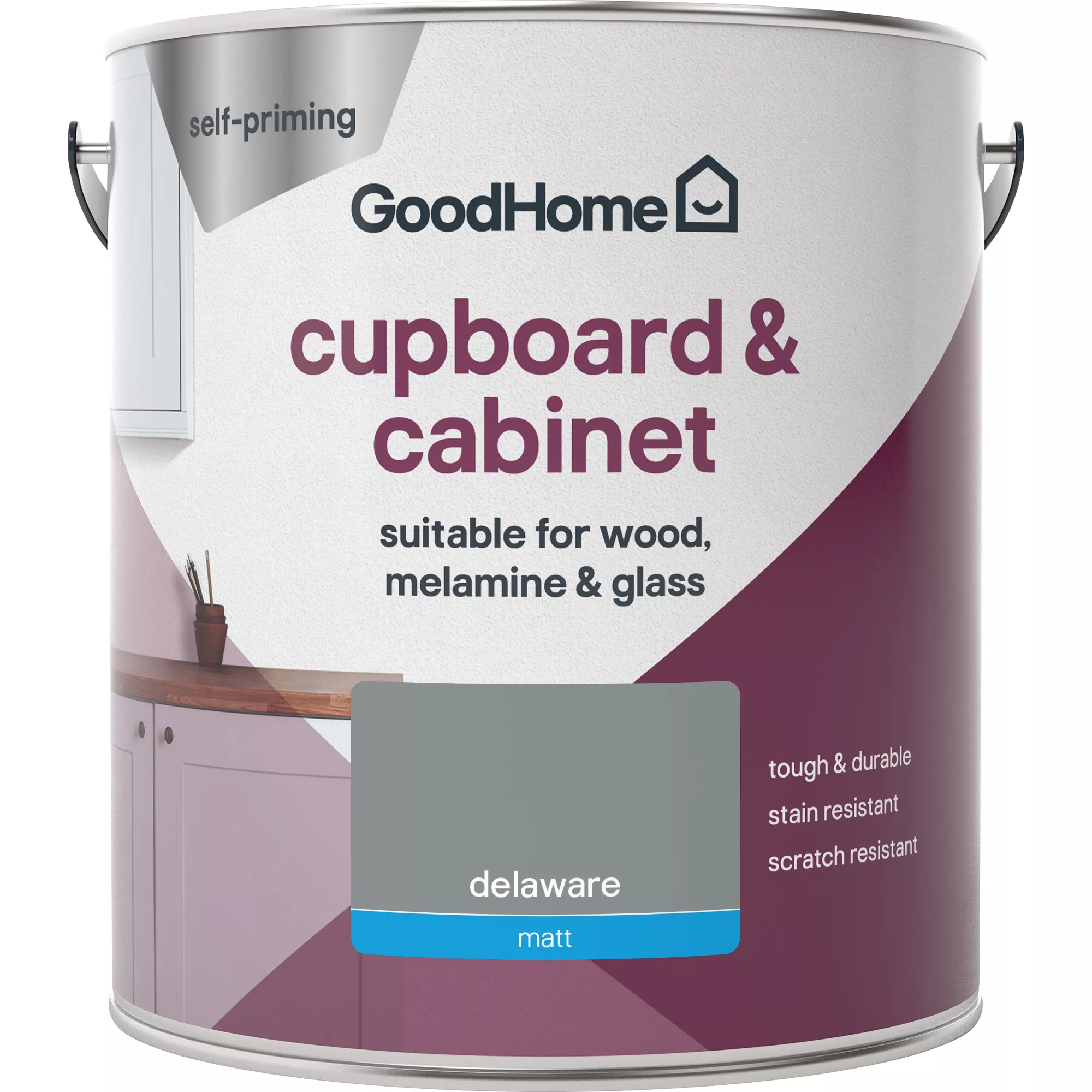 GoodHome Renovation Delaware Matt Cupboard & Cabinet Paint, 2L - Image 2