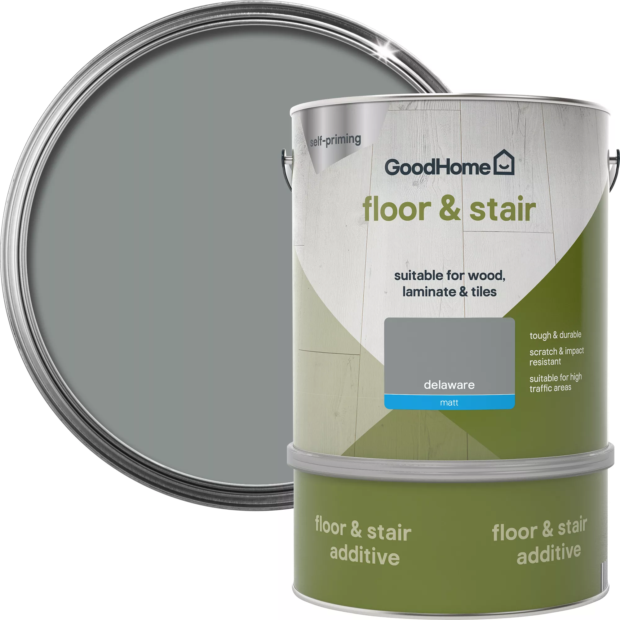 GoodHome Renovation Delaware Matt Floor & Stair Paint, 2L